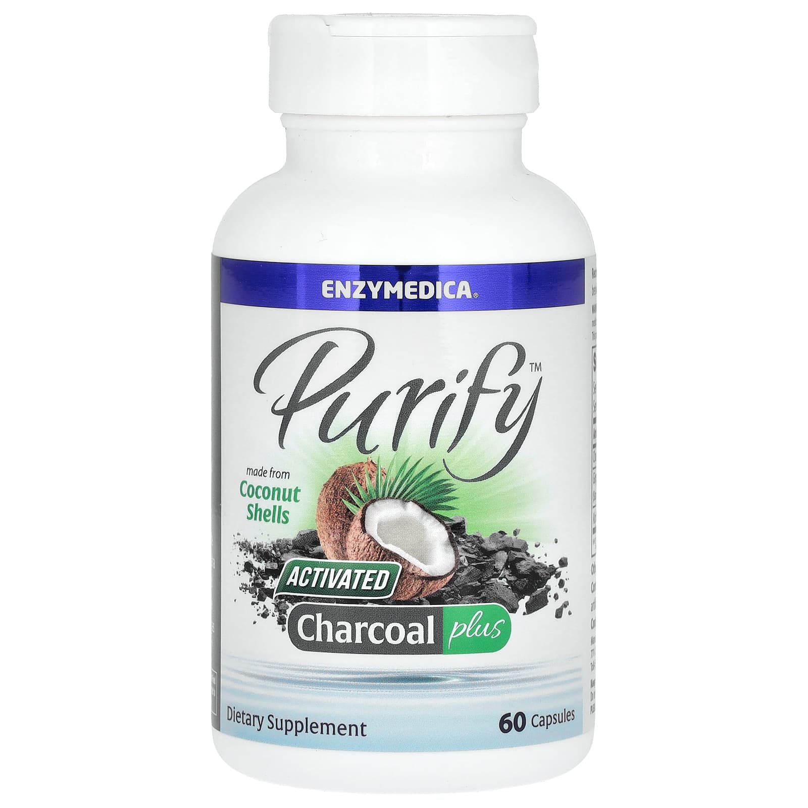 Enzymedica, Purify, активированный уголь, 60 капсул