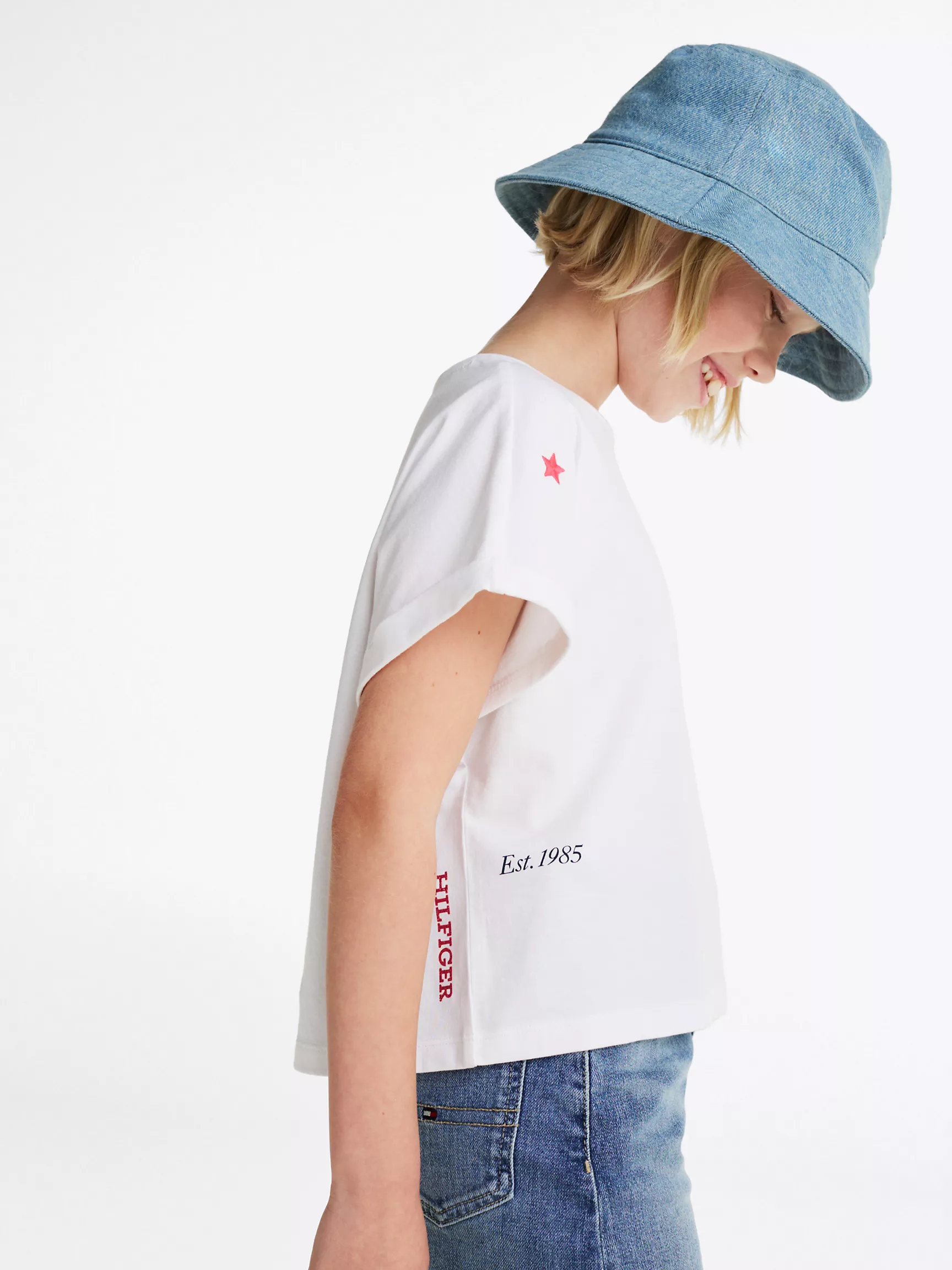 Топ для девочек Tommy Hilfiger, Детская футболка с вышитой звездой и логотипом Tommy