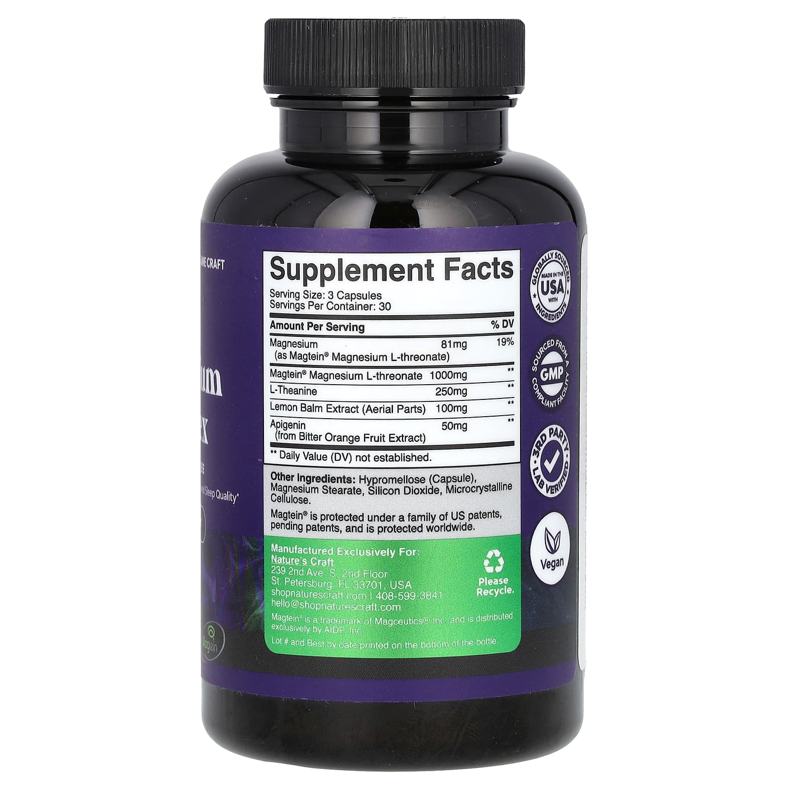 Nature's Craft, магний Sleeplex, без мелатонина, 90 капсул