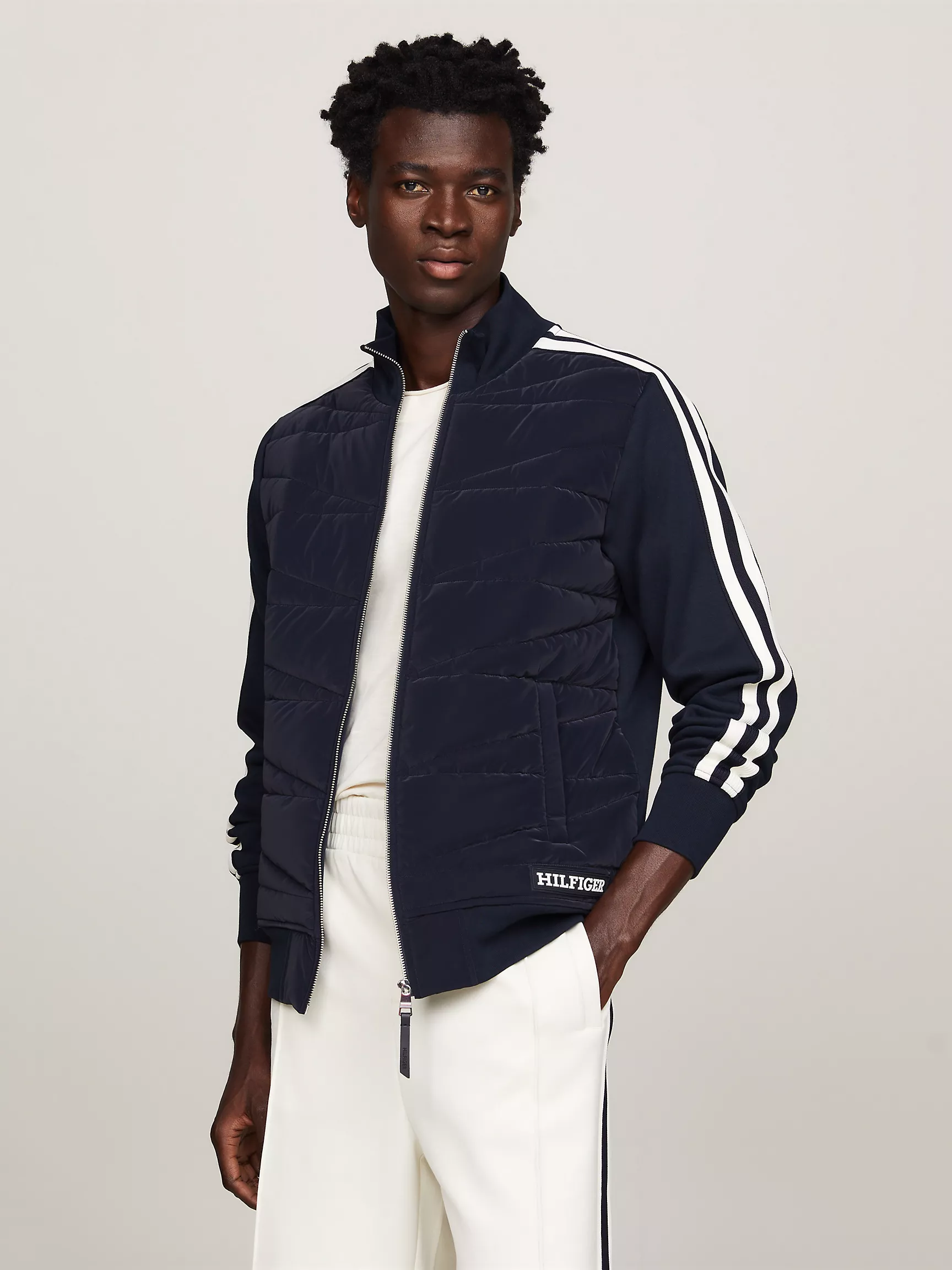 Мужская толстовка Tommy Hilfiger, Свитшот на молнии с монограммным узором из комбинированных материалов