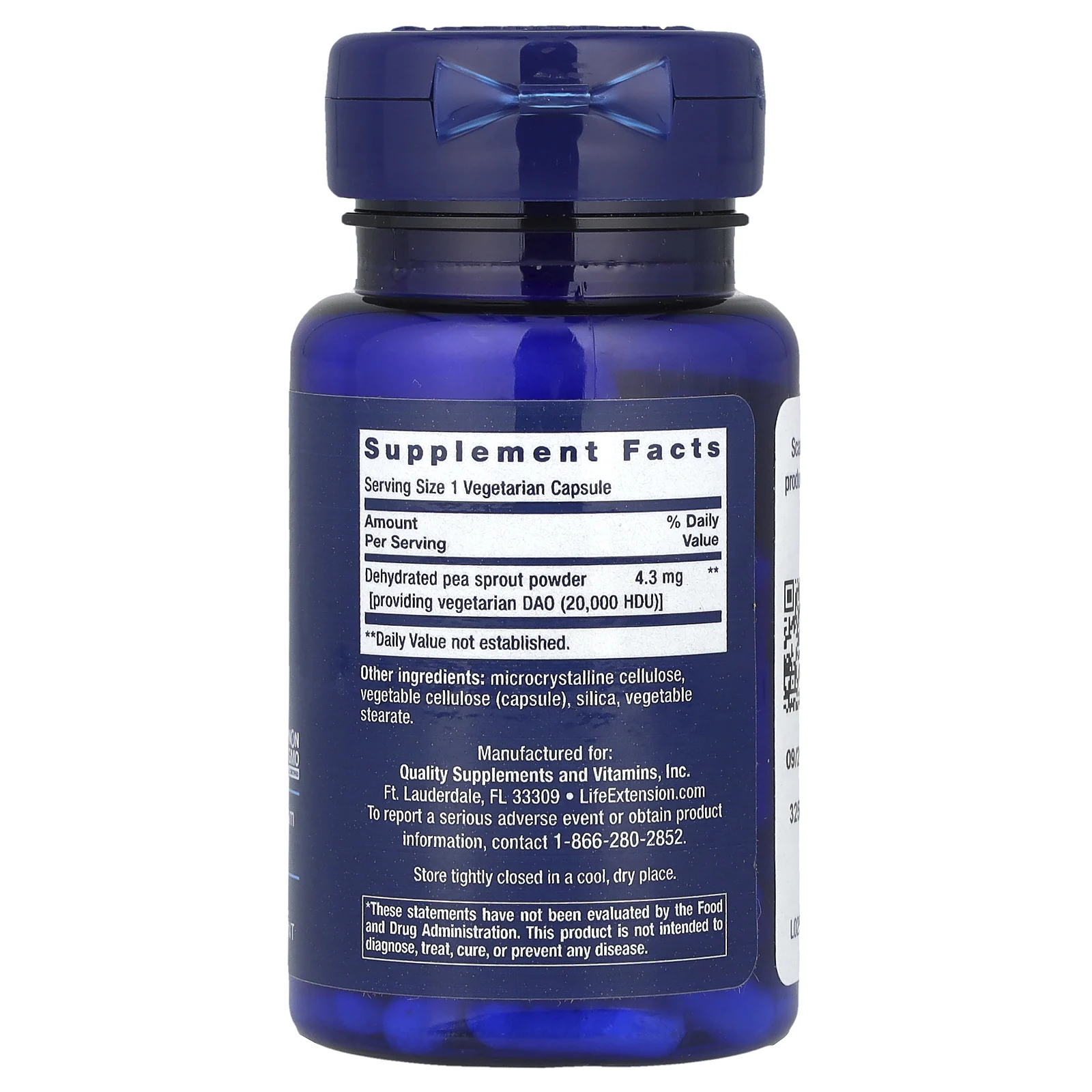 Life Extension, Снижение пищевой чувствительности с диаминоксидазой (DAO), 4,3 мг, 60 вегетарианских капсул