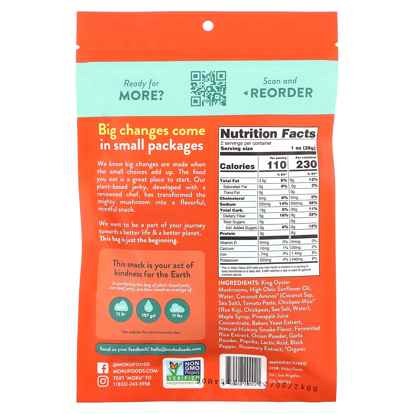 Moku, Вяленое мясо на растительной основе, оригинальное, 56 г (2 унции)