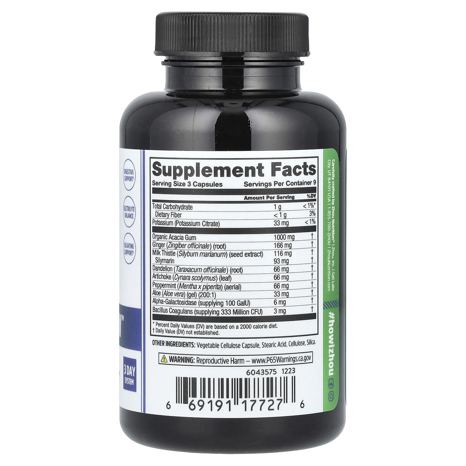 Zhou Nutrition, 3 Day Renew, восстановление здоровья пищеварительной системы, 27 растительных капсул