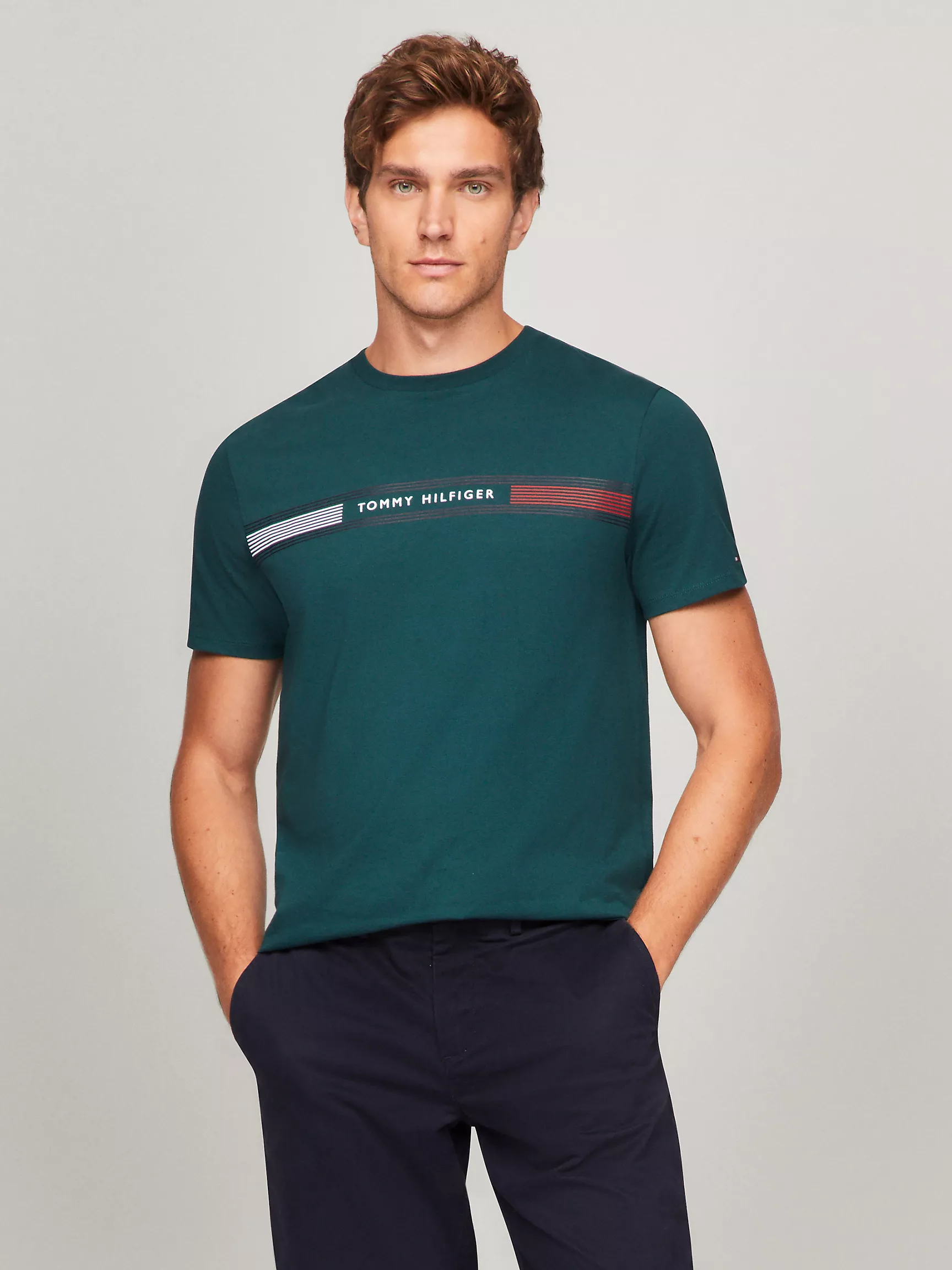 Мужская футболка Tommy Hilfiger, Футболка с графическим принтом полос Tommy