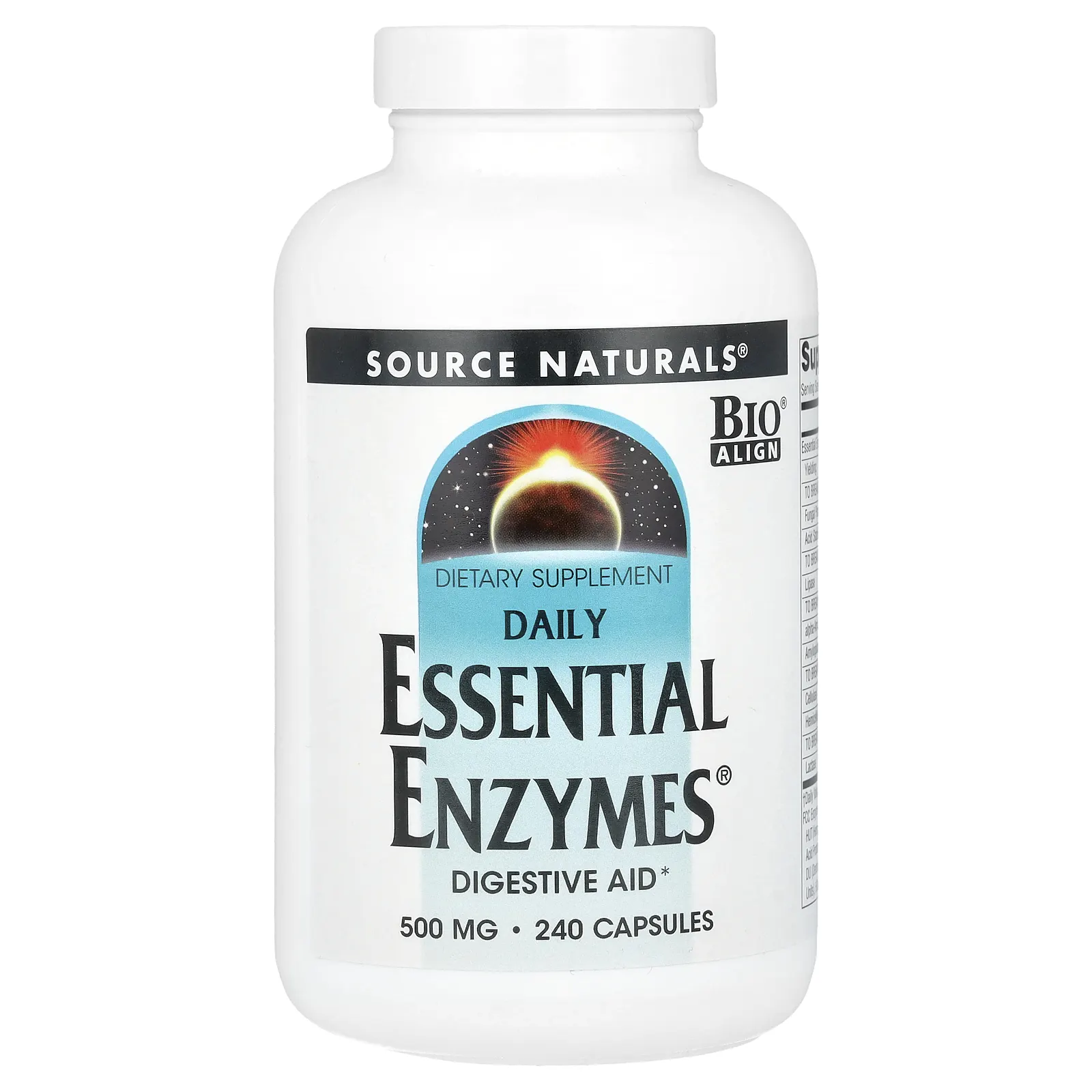 Source Naturals, Daily Essential Enzymes, добавка с незаменимыми ферментами для ежедневного использования, 500 мг, 240 капсул