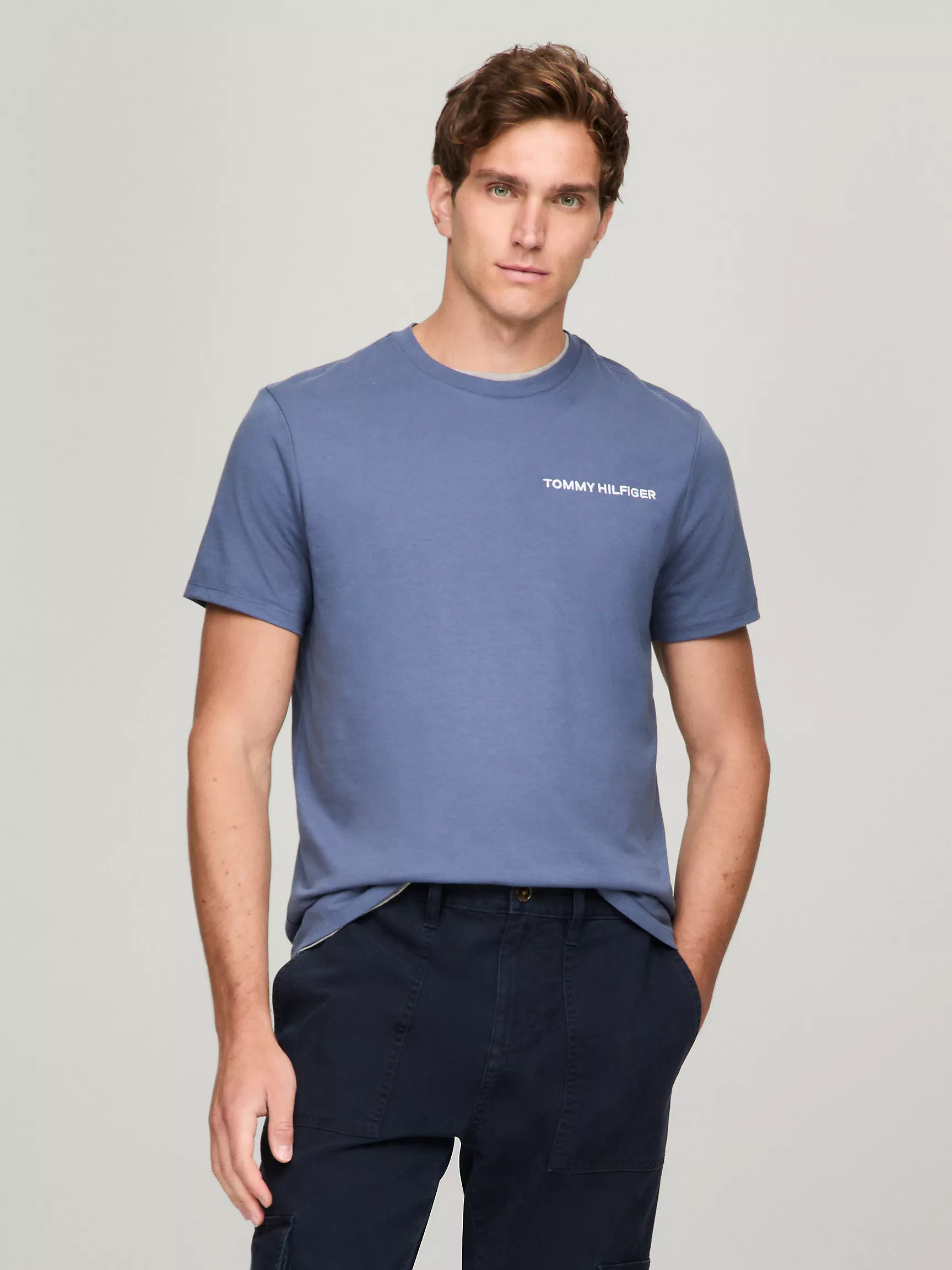 Мужская футболка Tommy Hilfiger, Футболка с вышитым логотипом Hilfiger Icon