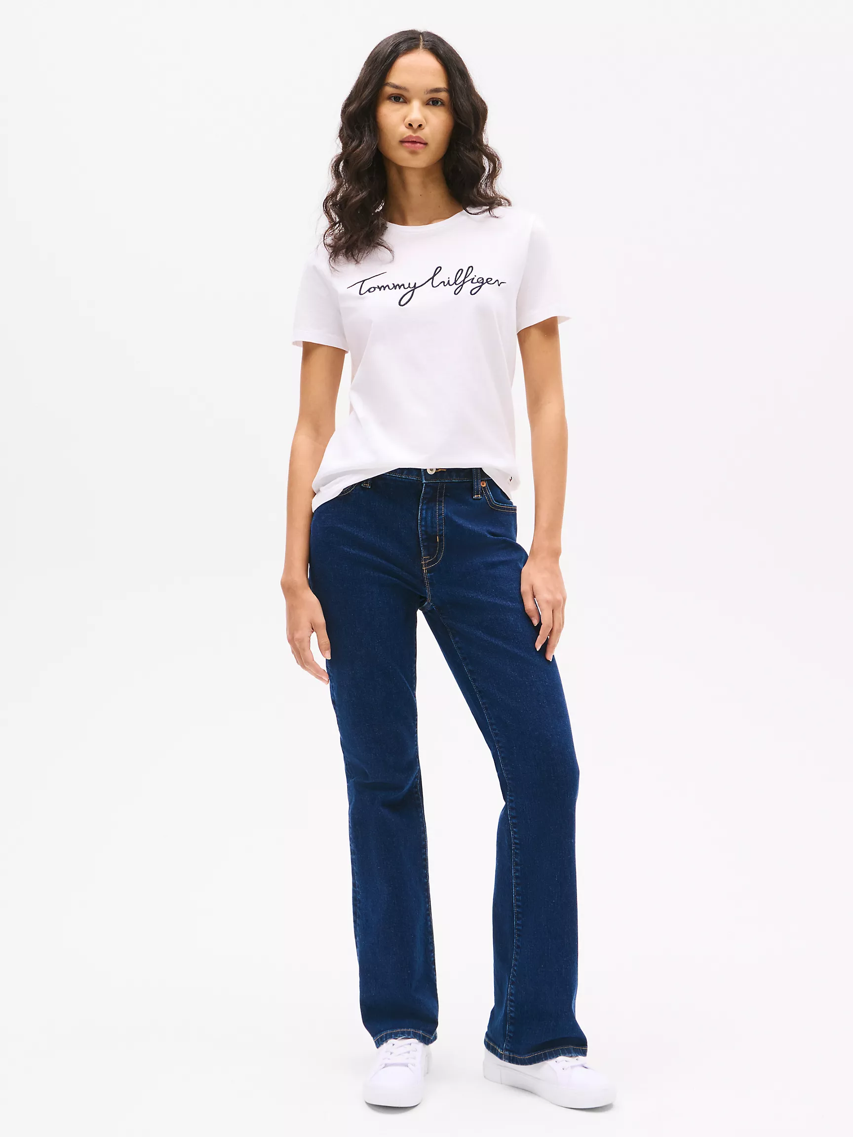 Женская футболка Tommy Hilfiger, Фирменная футболка с круглым вырезом и вышивкой