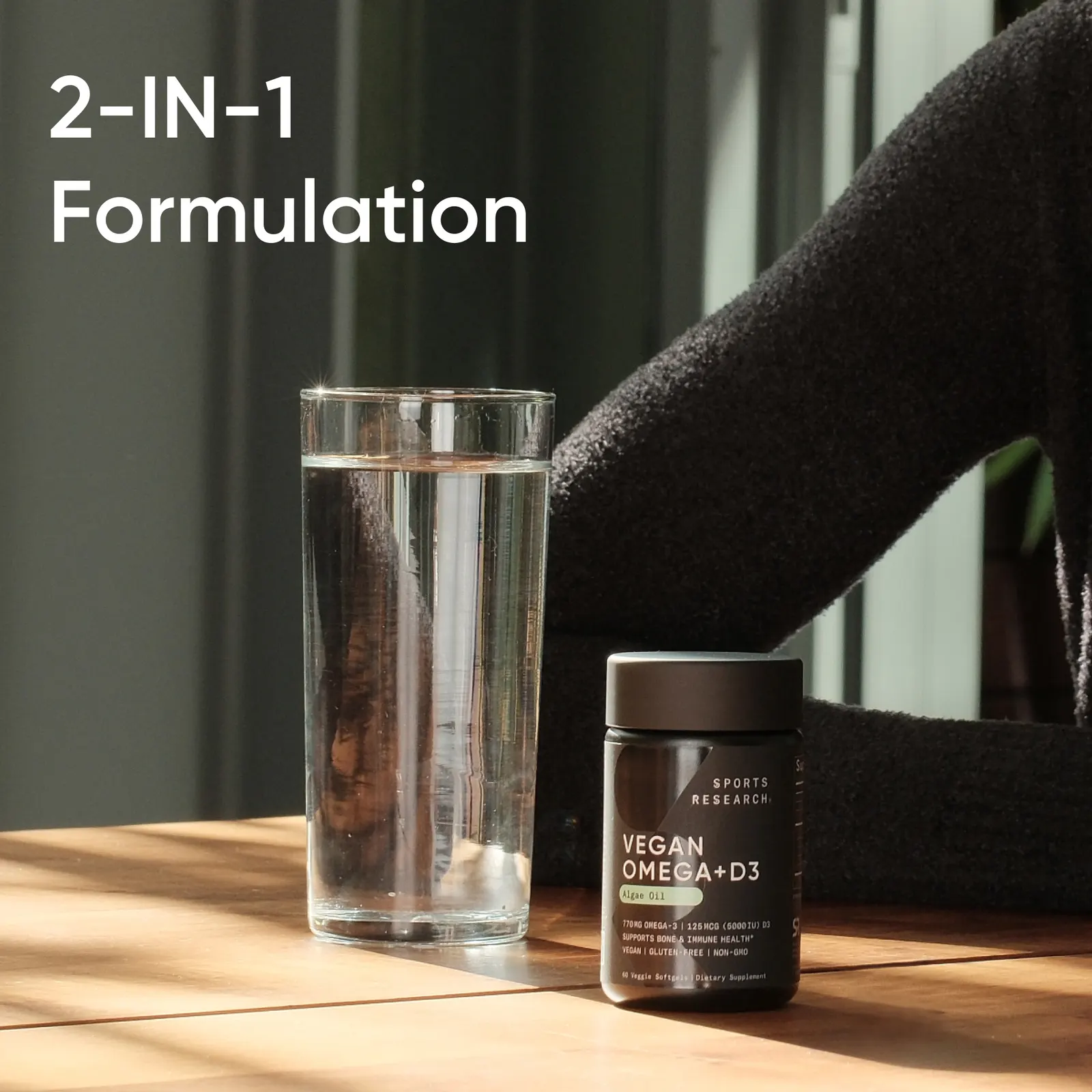 Sports Research, веганская омега и витамин D3, 60 растительных капсул
