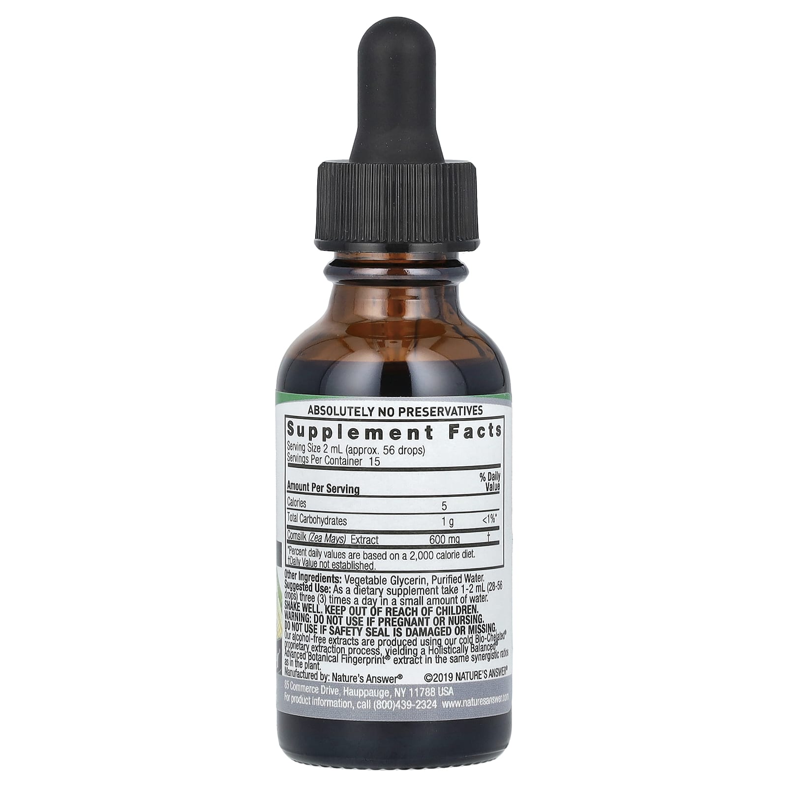 Nature's Answer, экстракт кукурузных рылец, без спирта, 2000 мг, 30 мл (1 жидк. унция)