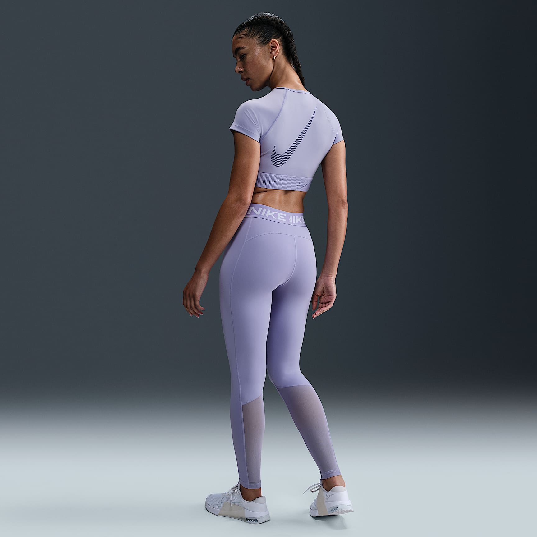 Nike Pro Women's Mid-Rise Mesh-Paneled Leggings