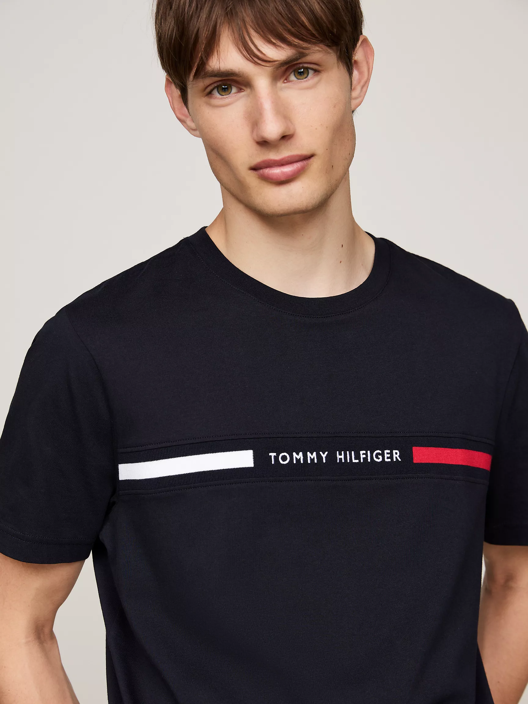 Мужская футболка Tommy Hilfiger, Футболка Tommy с ребристой вставкой и логотипом