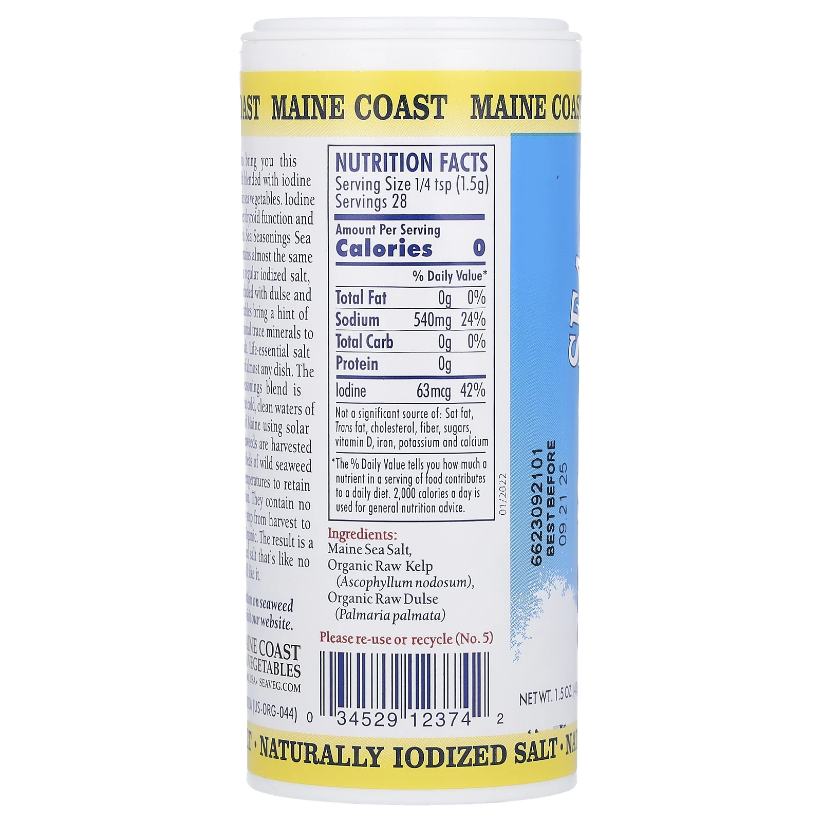 Maine Coast Sea Vegetables, Sea Seasonings, морская соль с морскими водорослями, 43 г (1,5 унции)