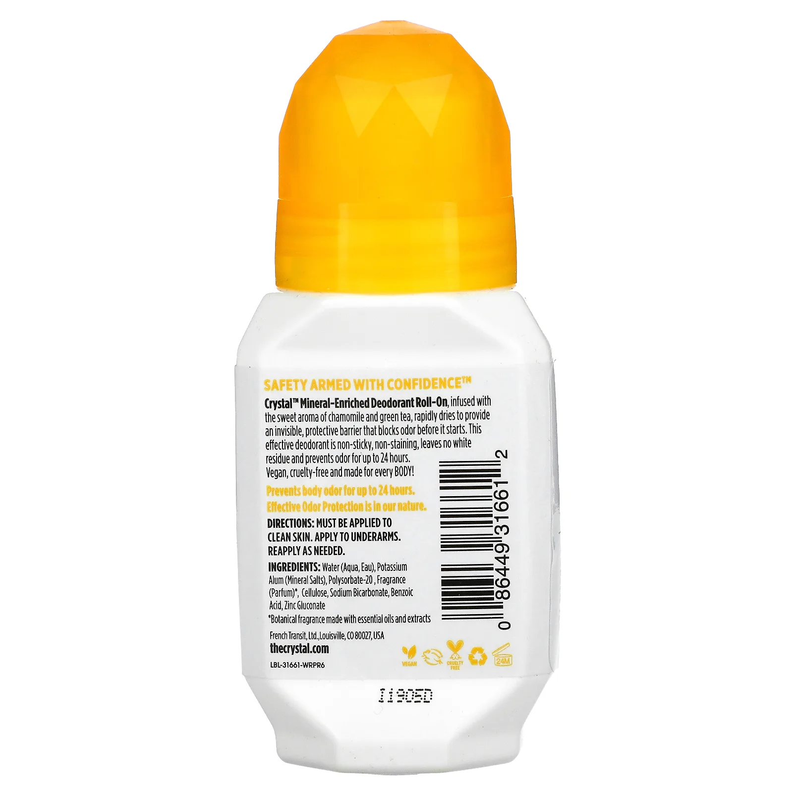 CRYSTAL, Натуральный шариковый дезодорант с ромашкой и зеленым чаем, 2,25 жидкой унции (66 мл)