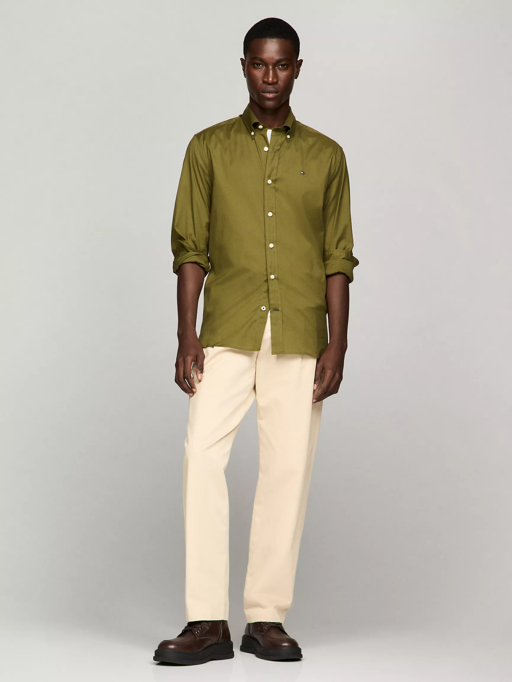 Мужская рубашка Tommy Hilfiger, Эластичная рубашка из поплина стандартного кроя