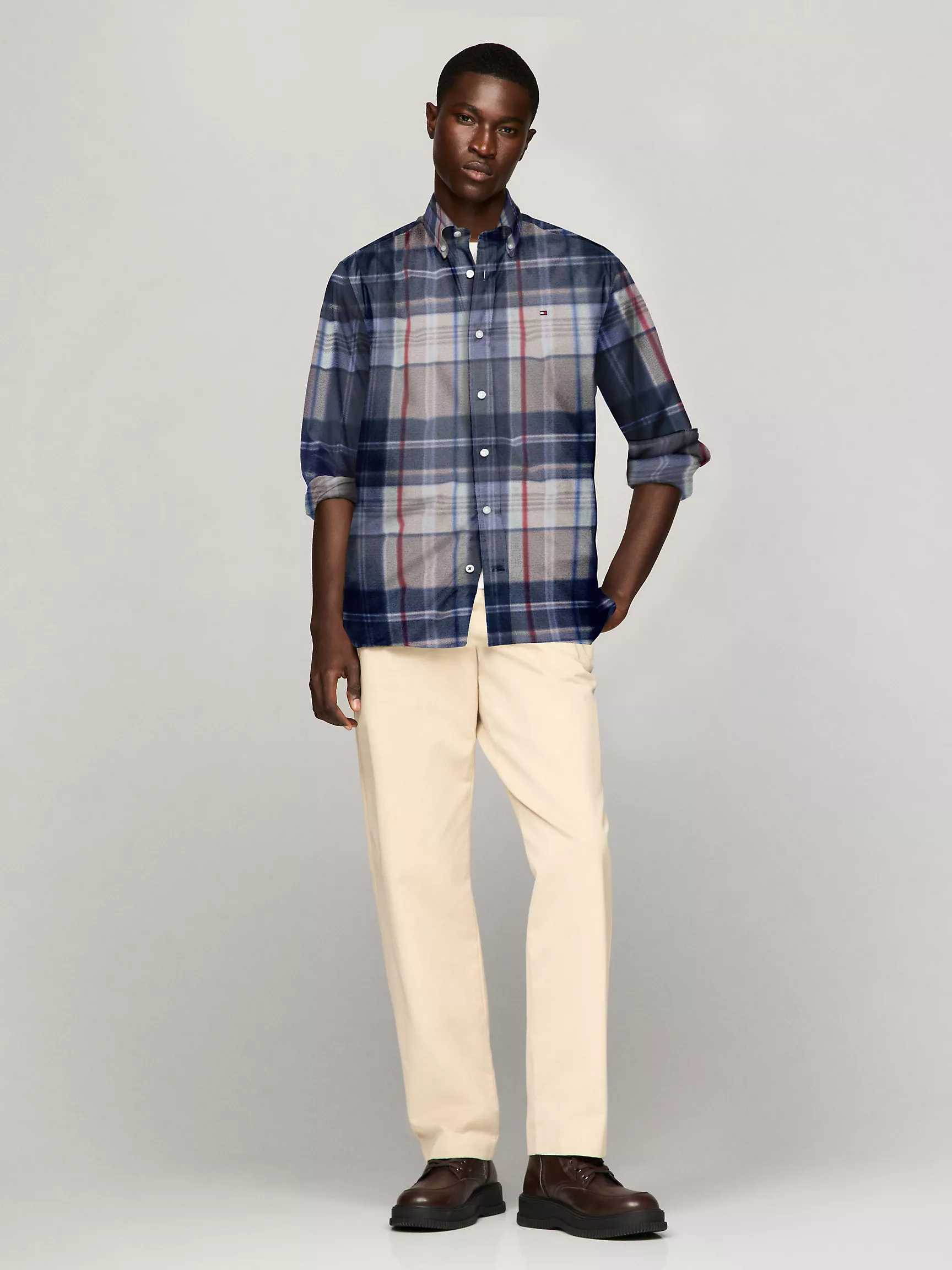Мужская рубашка Tommy Hilfiger, Клетчатая рубашка стандартного кроя в стиле Colorblock