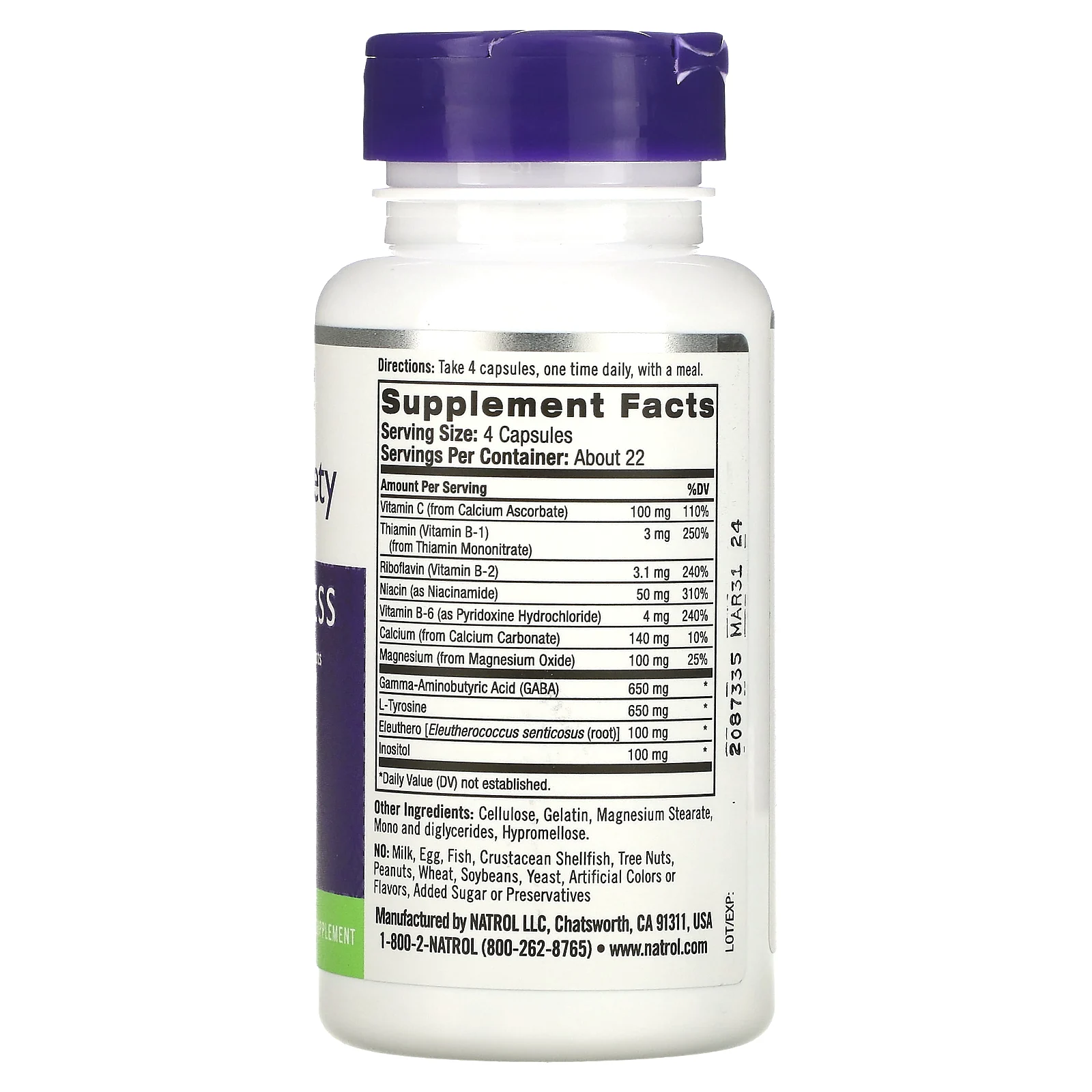 Natrol, Формула для борьбы со стрессом и беспокойством, настроение и стресс, 90 капсул