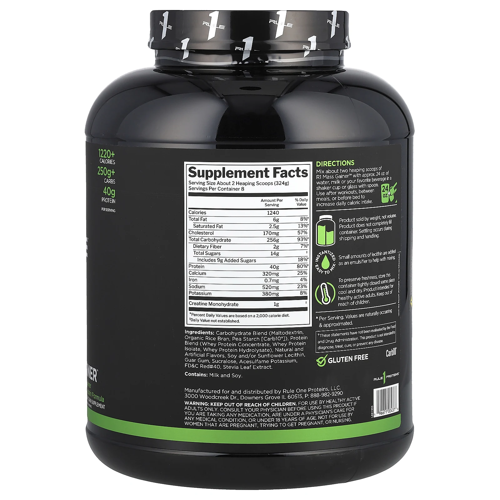 Rule One Proteins, средство для набора мышечной массы, клубника с кремом, 2,59 кг (5,71 фунта)