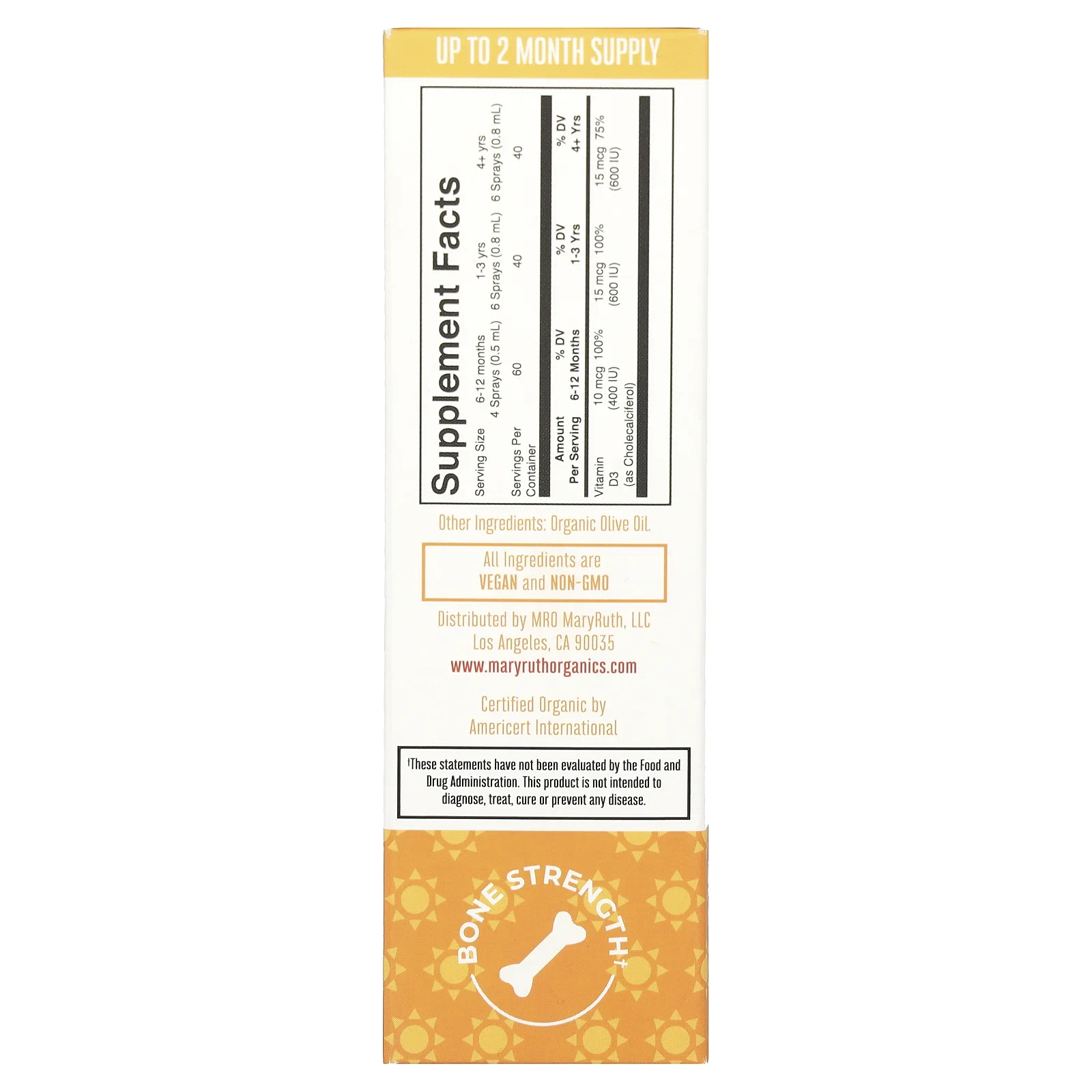 MaryRuth's, веганский витамин D3, жидкий спрей, без добавок, 30 мл (1 жидк. унция)