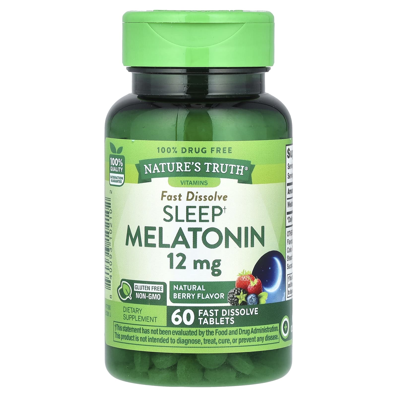 Nature's Truth, Sleep Melatonin, натуральные ягоды, 12 мг, 60 быстро растворяющихся таблеток
