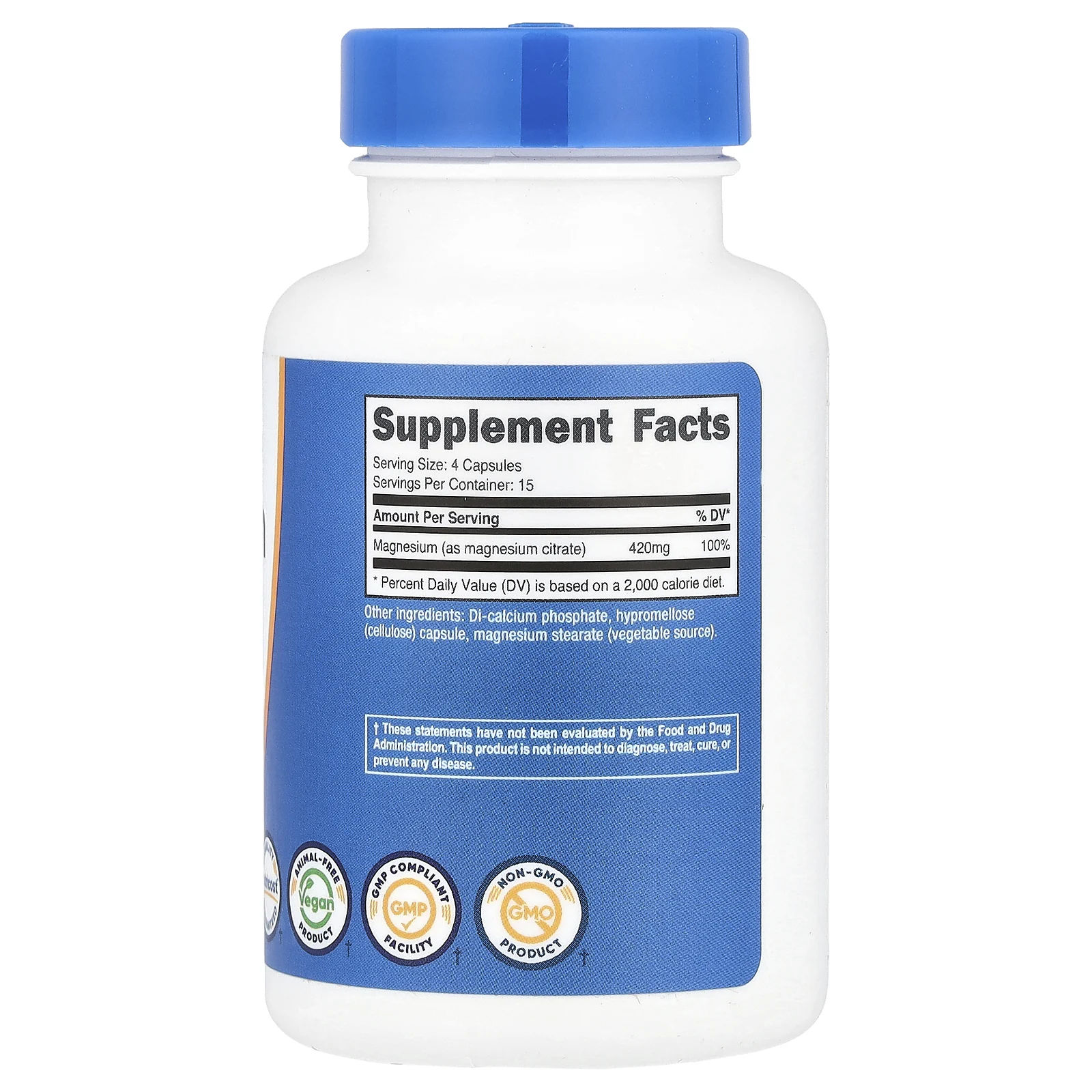 Nutricost, Цитрат магния, 420 мг, 60 капсул (105 мг в каждой капсуле)