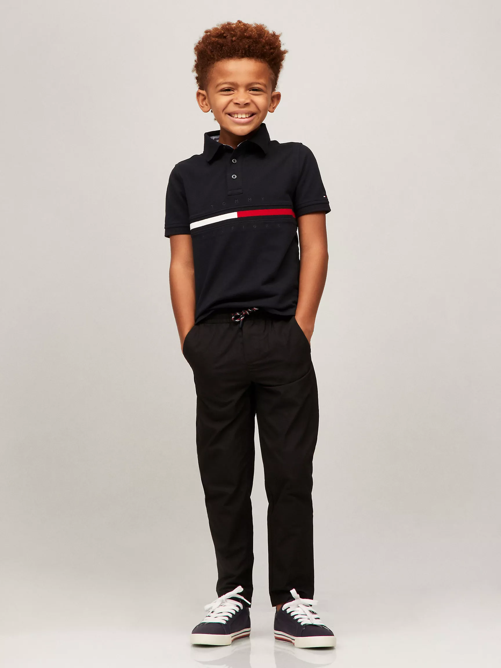Рубашка-поло для мальчиков Tommy Hilfiger, Детское поло с коротким рукавом и флаговыми полосками