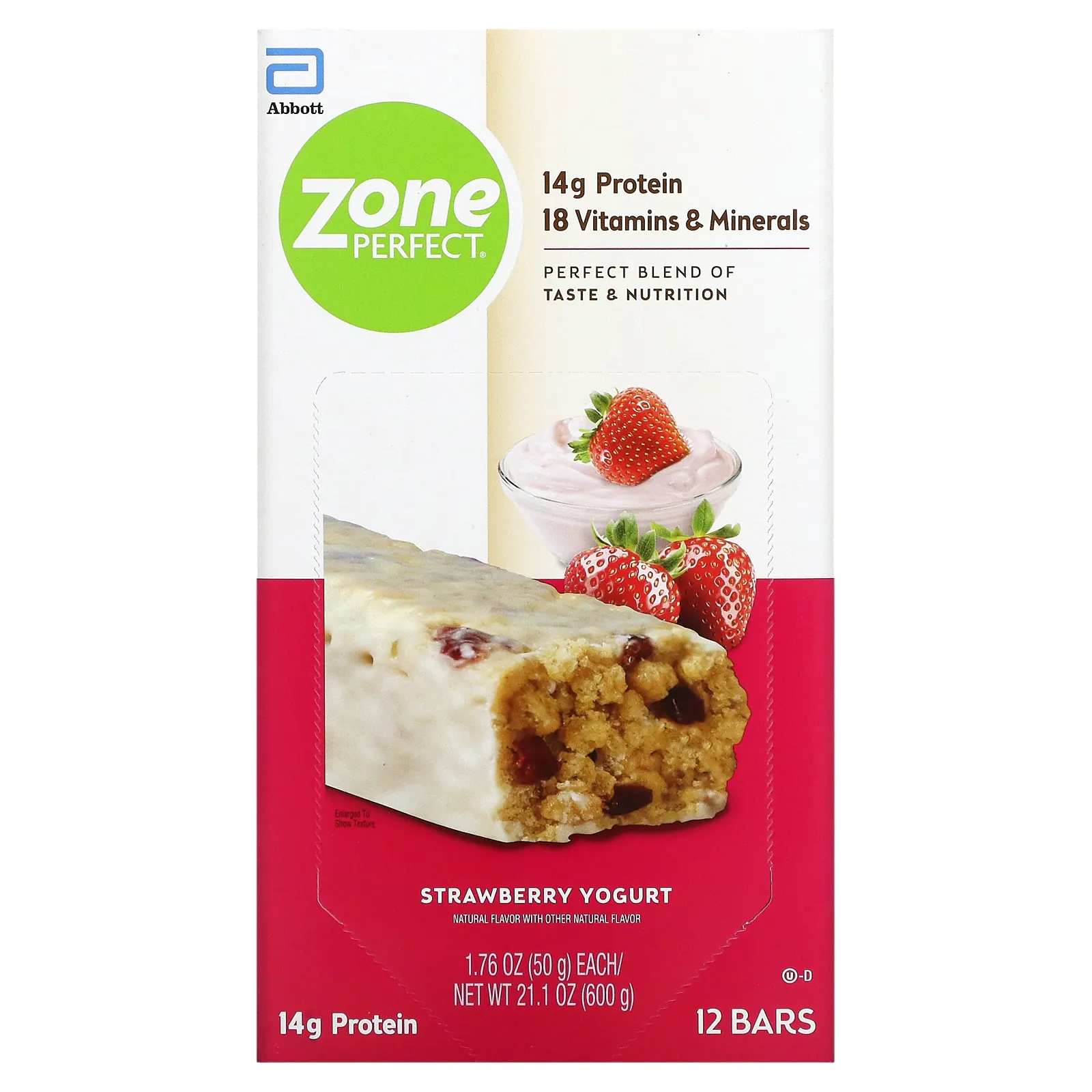 ZonePerfect, Nutrition Bars, клубничный йогурт, 12 батончиков, весом 50 г (1,76 унции) каждый