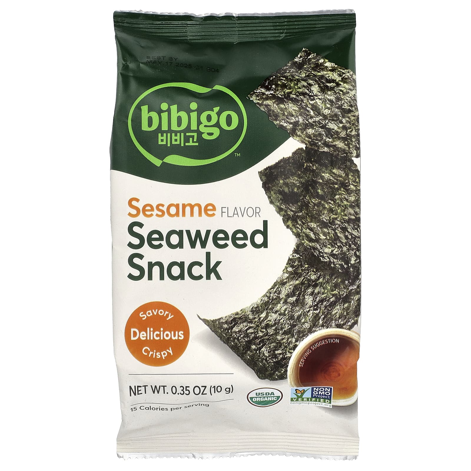 Bibigo, Seaweed Snack, кунжут, 10 г (0,35 унции)