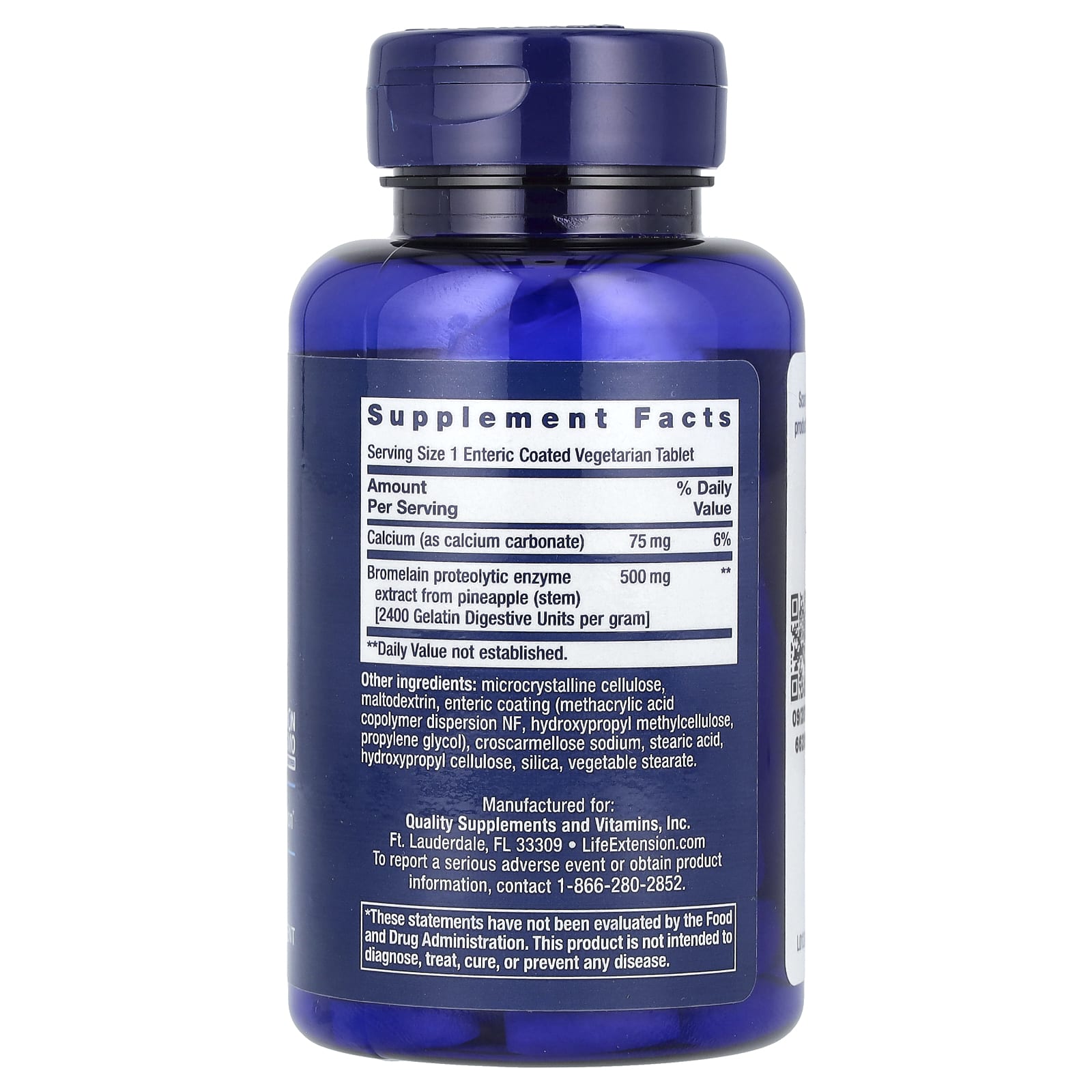 Life Extension, бромелаин, 500 мг, 60 таблеток, покрытых кишечнорастворимой оболочкой