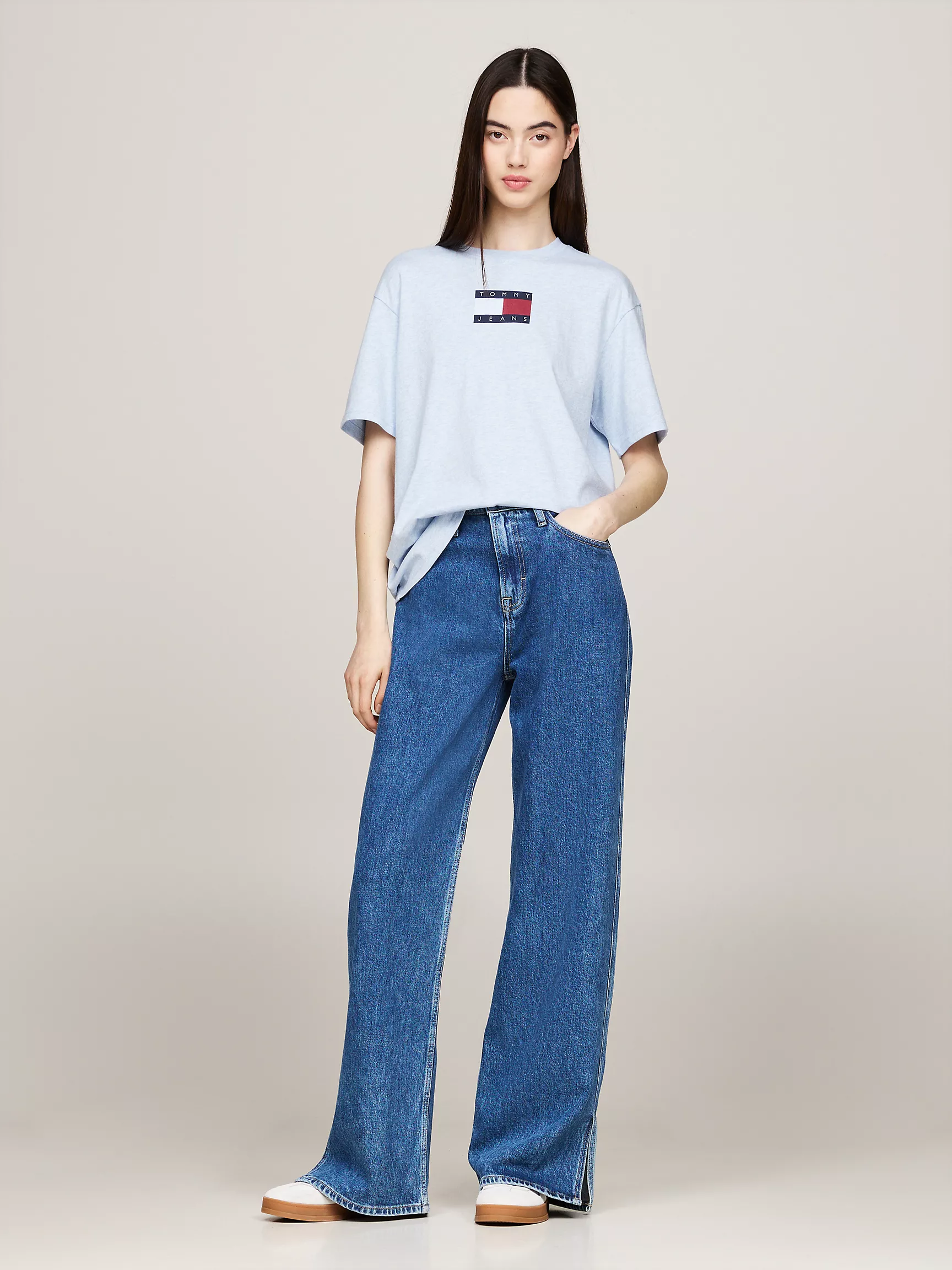Женская футболка Tommy Hilfiger, Свободная футболка из пряжи разного цвета