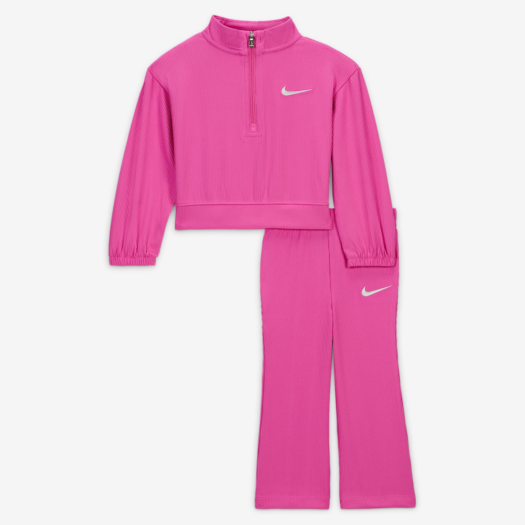 Nike Game, Swoosh, Match! Baby Quarter-Zip Ribbed Top and Leggings Set