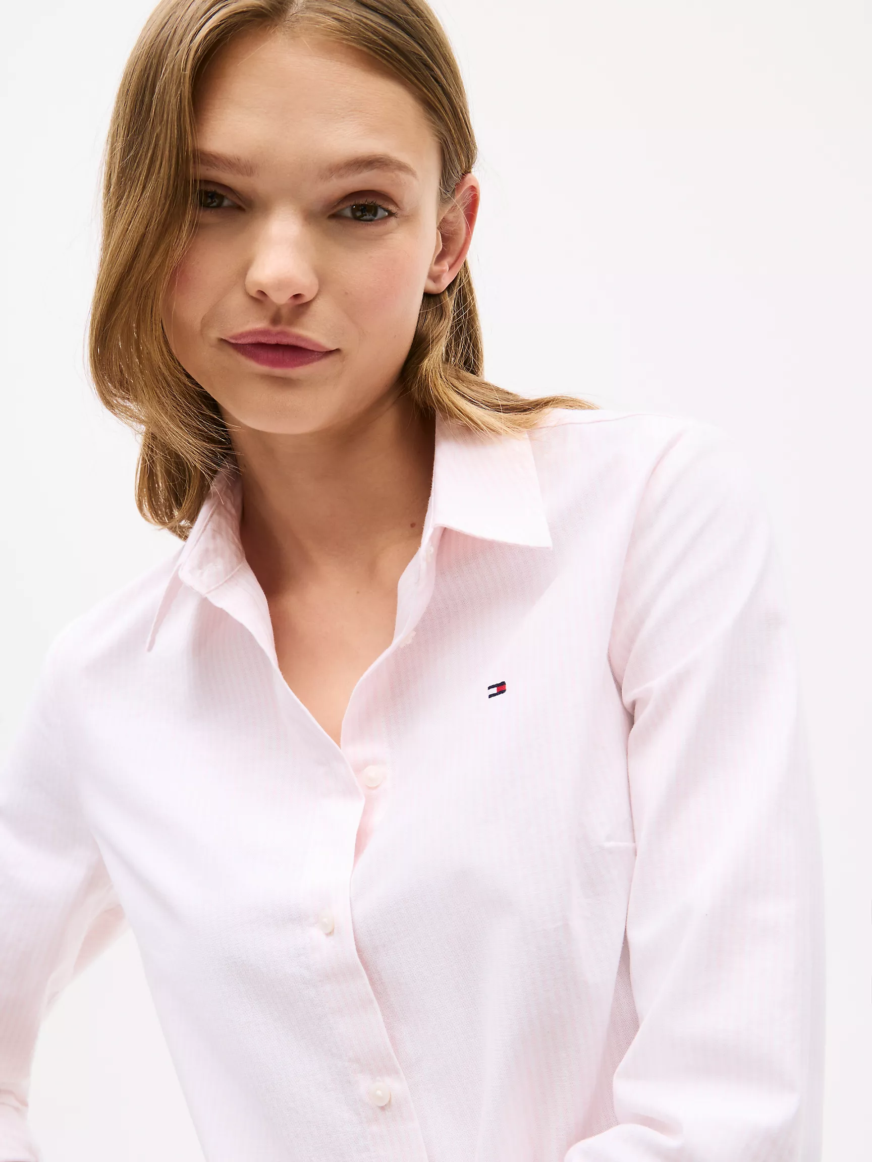 Женская рубашка Tommy Hilfiger, Полосатая эластичная оксфордская рубашка стандартного кроя