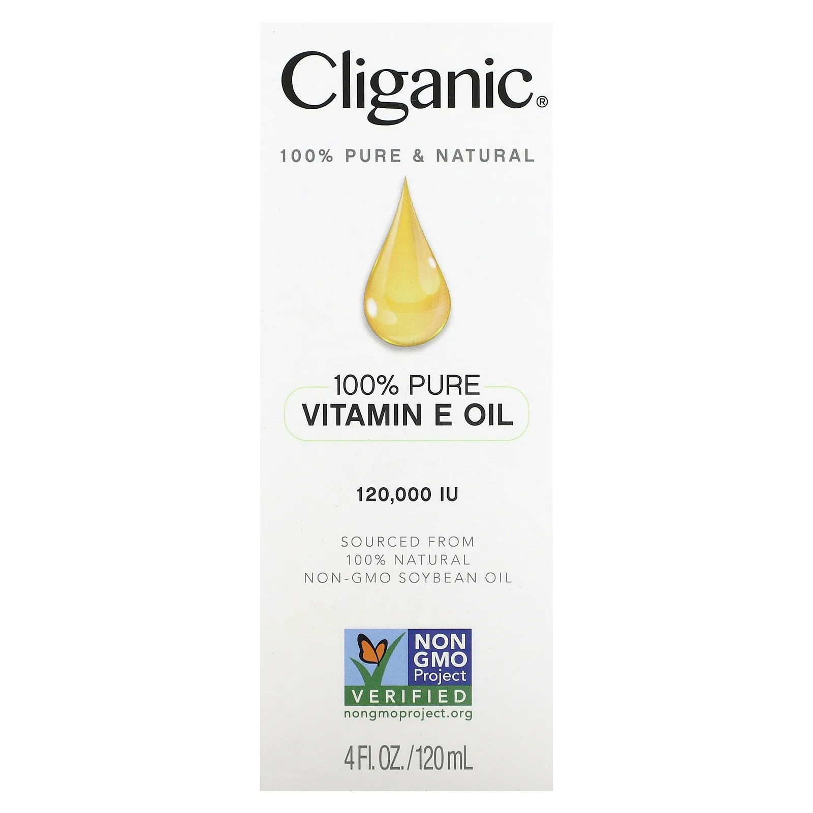 Cliganic, 100% чистое и натуральное, масло с витамином Е, 120 000 МЕ, 120 мл (4 жидк. Унции)