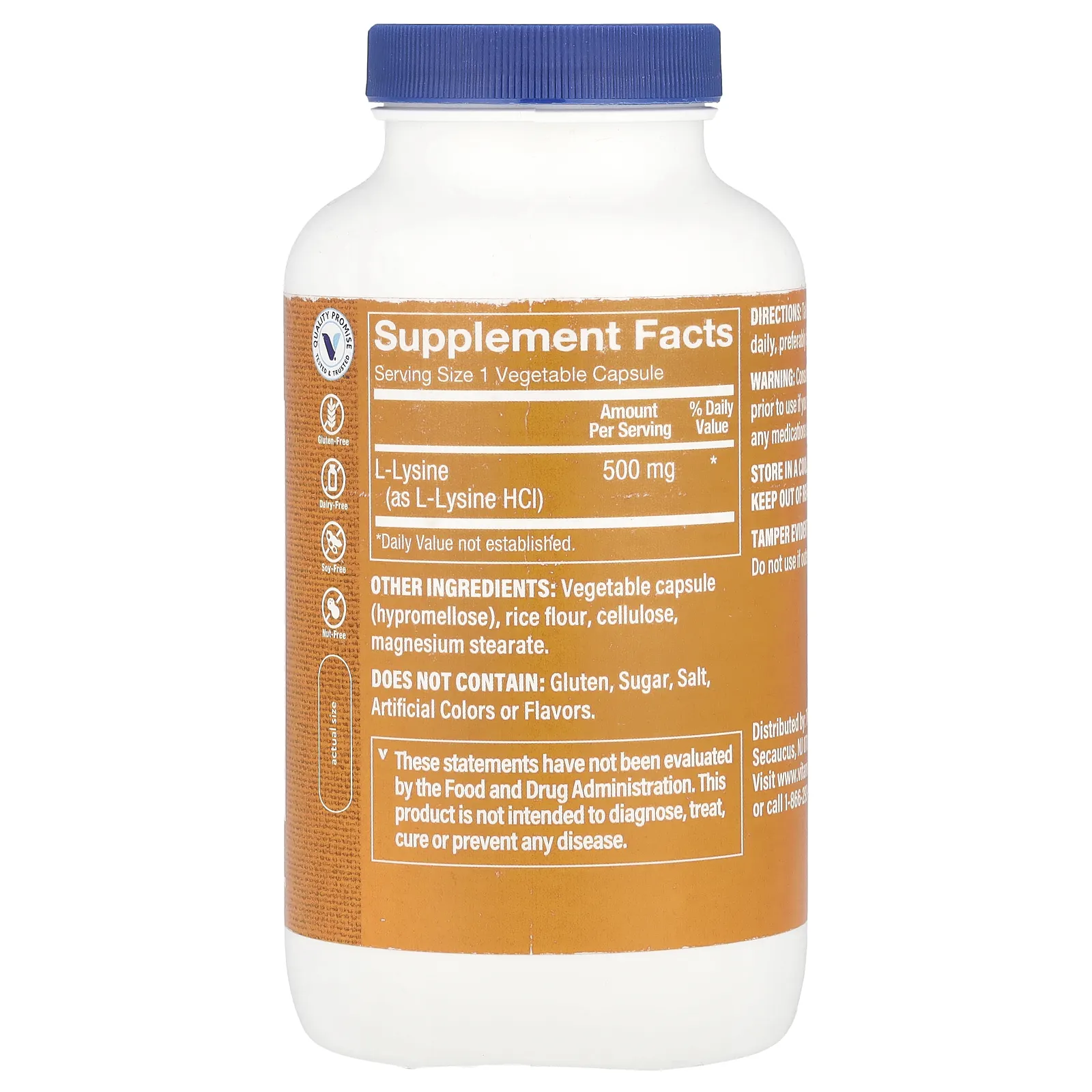 The Vitamin Shoppe, L-лизин, 500 мг, 300 растительных капсул