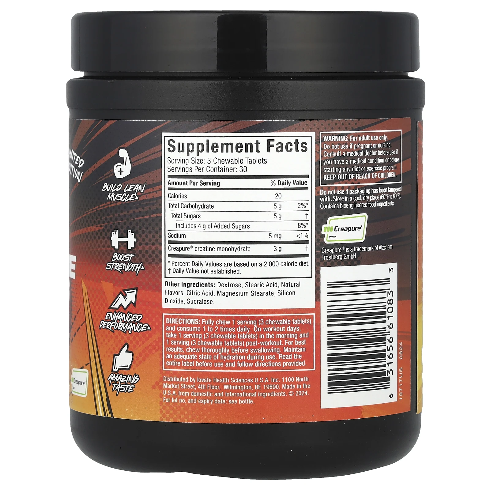 MuscleTech, Limited Edition, Creatine Chews, Boogieman Punch, 3 г, 90 жевательных таблеток (1 г на таблетку)