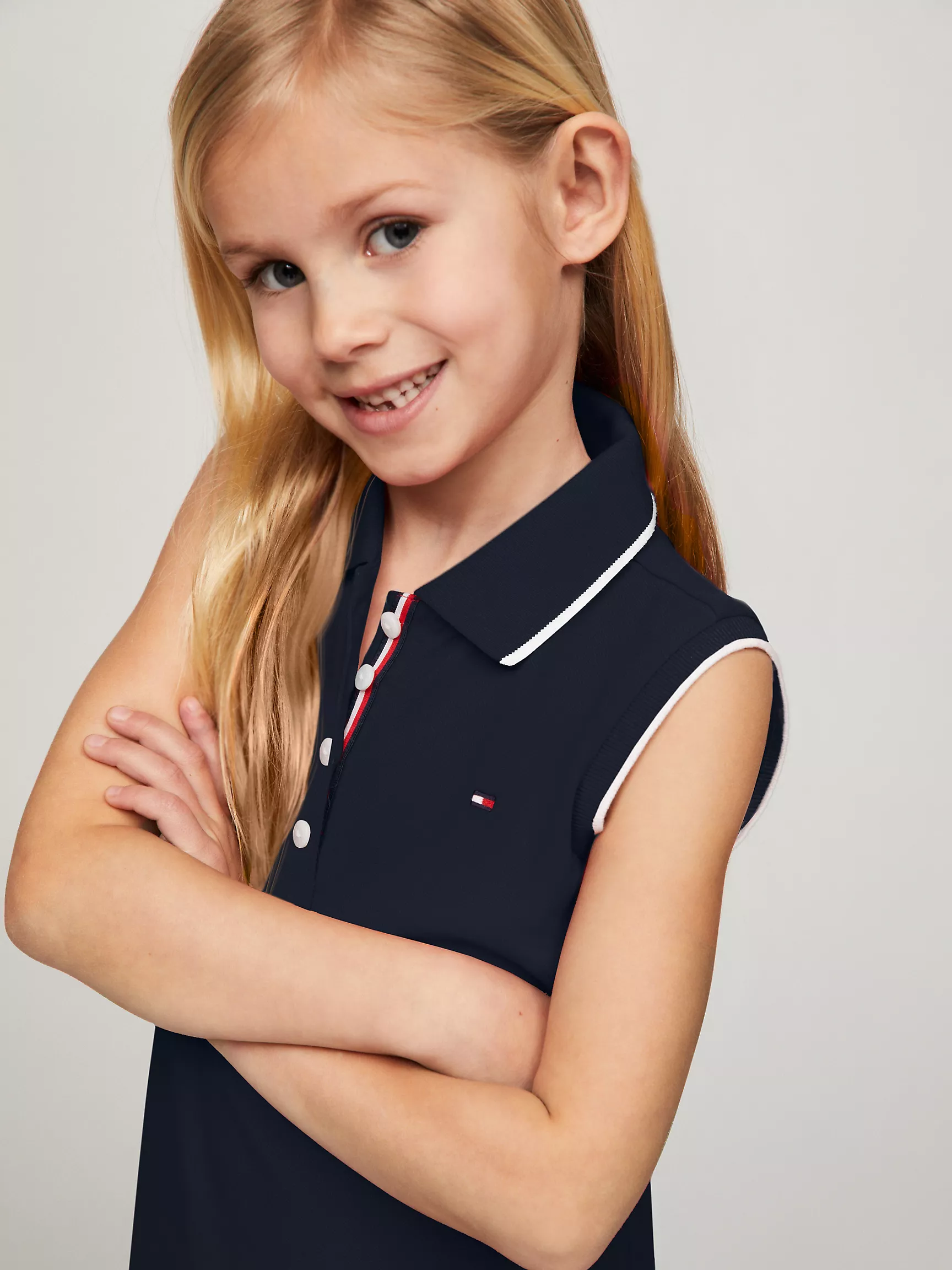 Платье для девочек Tommy Hilfiger, Детское поло-платье без рукавов с плиссировкой