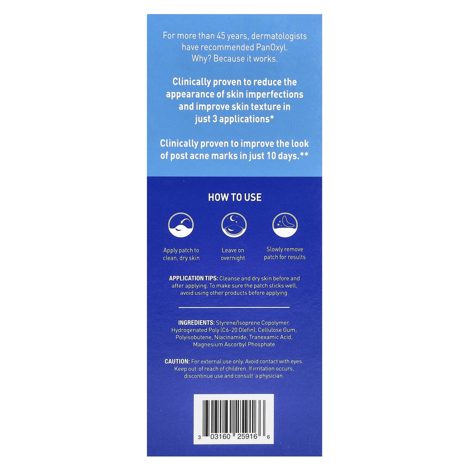 PanOxyl, PM, осветляющие патчи для устранения несовершенств, 16 одноразовых очищающих патчей