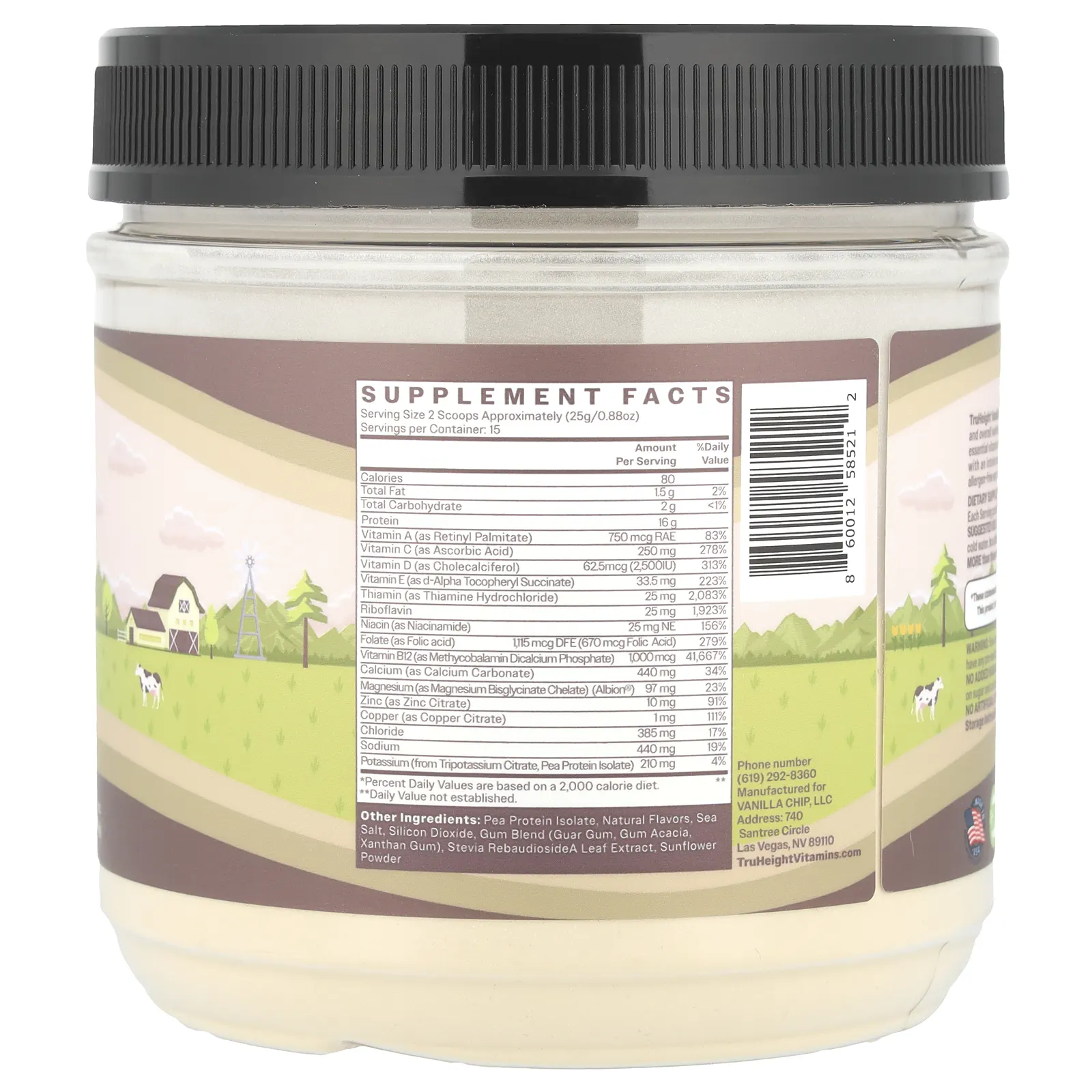 TruHeight, Гороховый протеиновый коктейль для детей от 5 лет, с ванилью, 374 г (0,82 фунта)