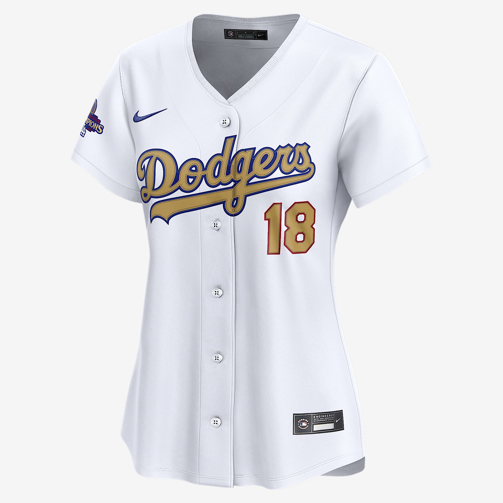 Yoshinobu Yamamoto Los Angeles Dodgers 2025 World Series Champions Gold Women’s Nike Dri-FIT ADV MLB Limited Jersey