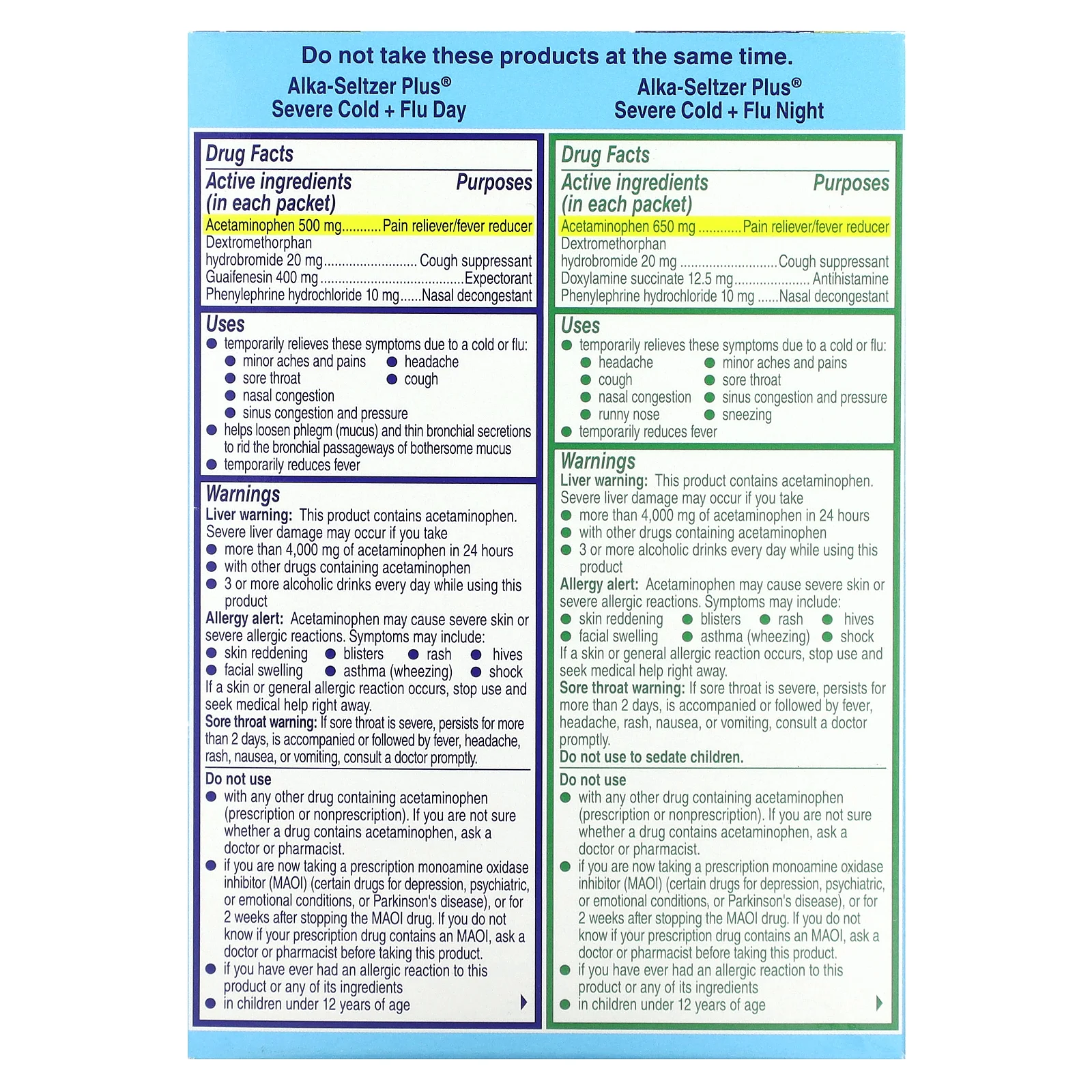 Alka-Seltzer Plus, От сильной простуды и гриппа, днем и ночью, с медом и цедрой лимона, 12 пакетиков