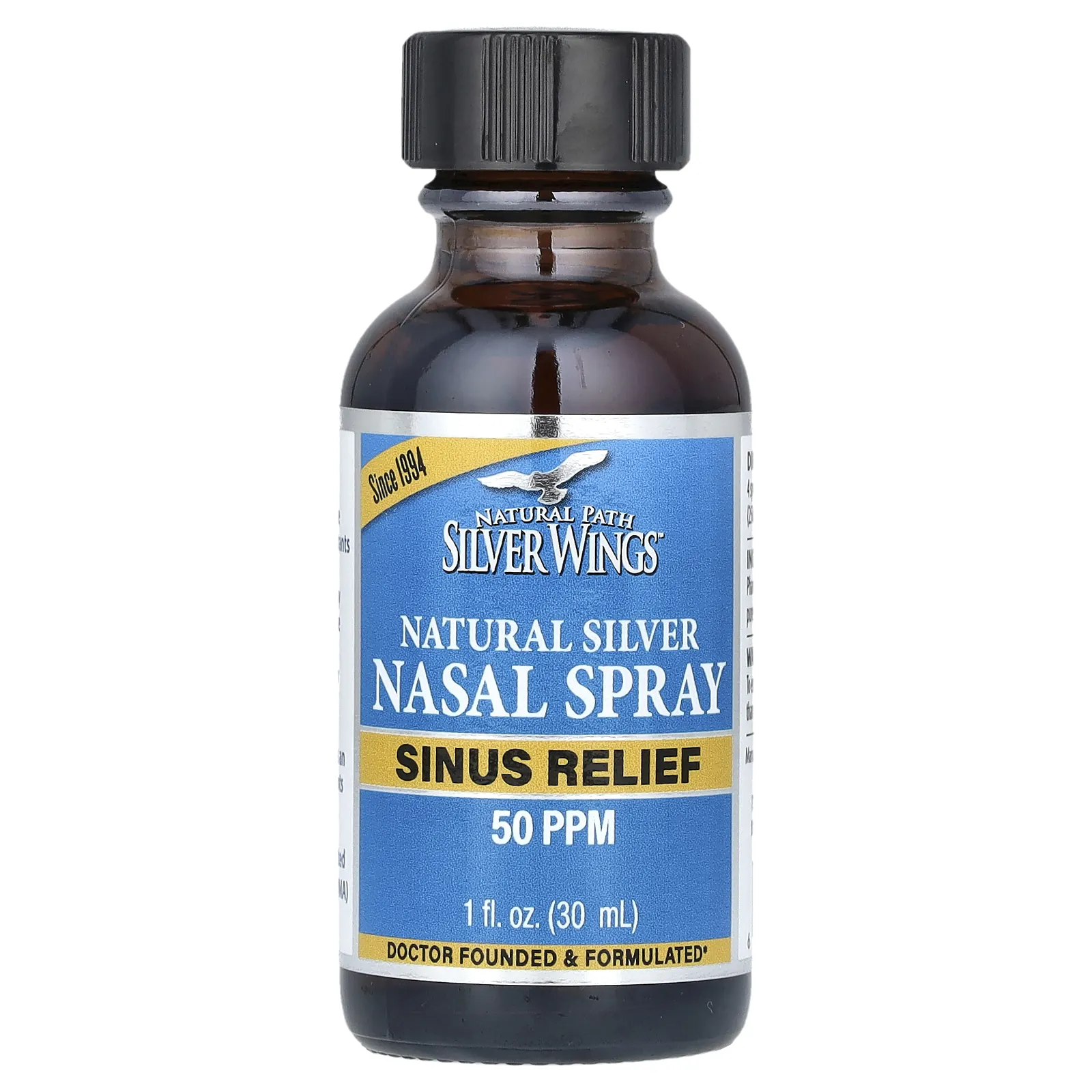 Natural Path Silver Wings, коллоидное серебро, вертикальный спрей, 50 част./млн, 30 мл (1 жидк. унция) (50 част./млн в 8 распылениях)
