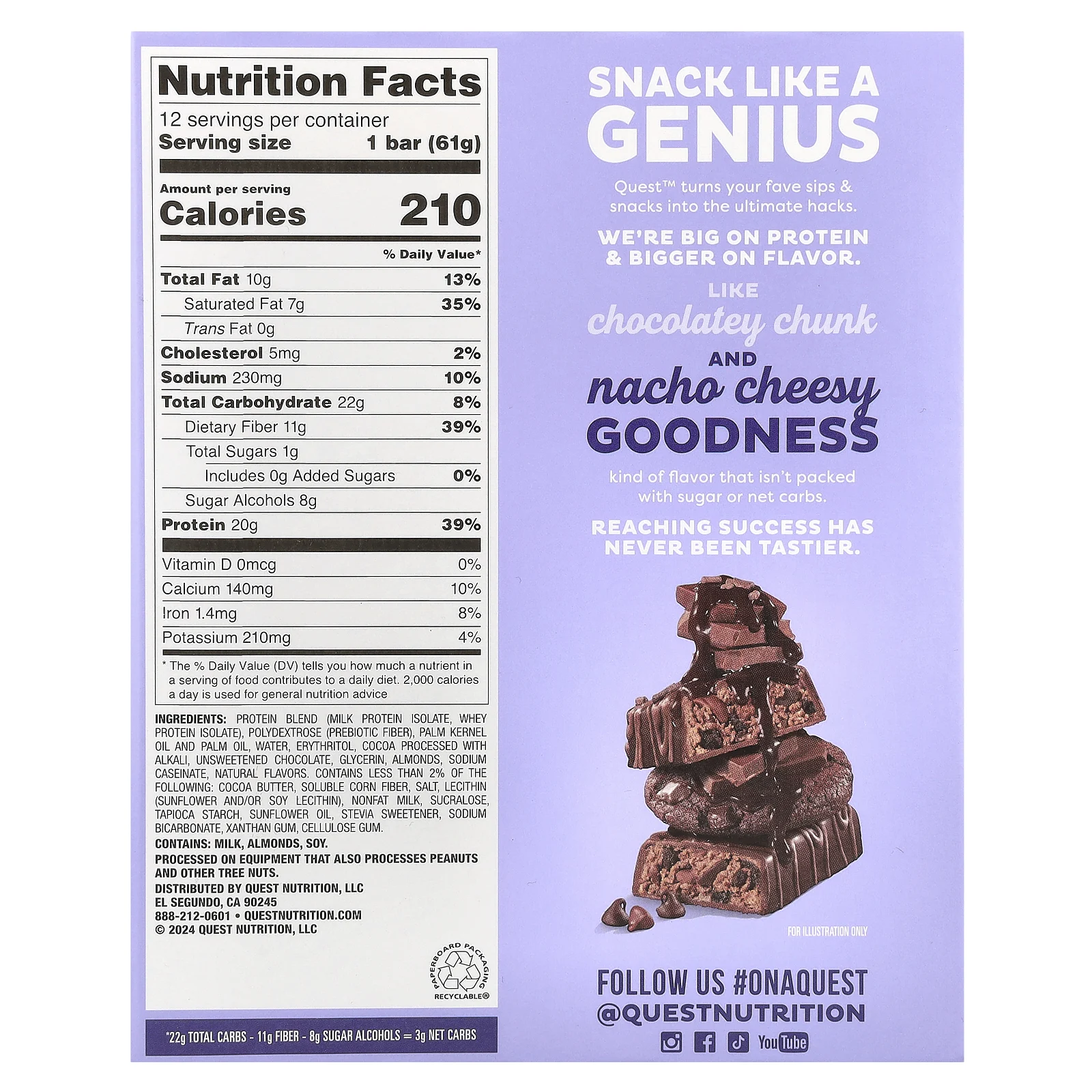 Quest Nutrition, Протеиновый батончик Overload, Chocolate Explosion, 12 батончиков, 61 г (2,15 унции)