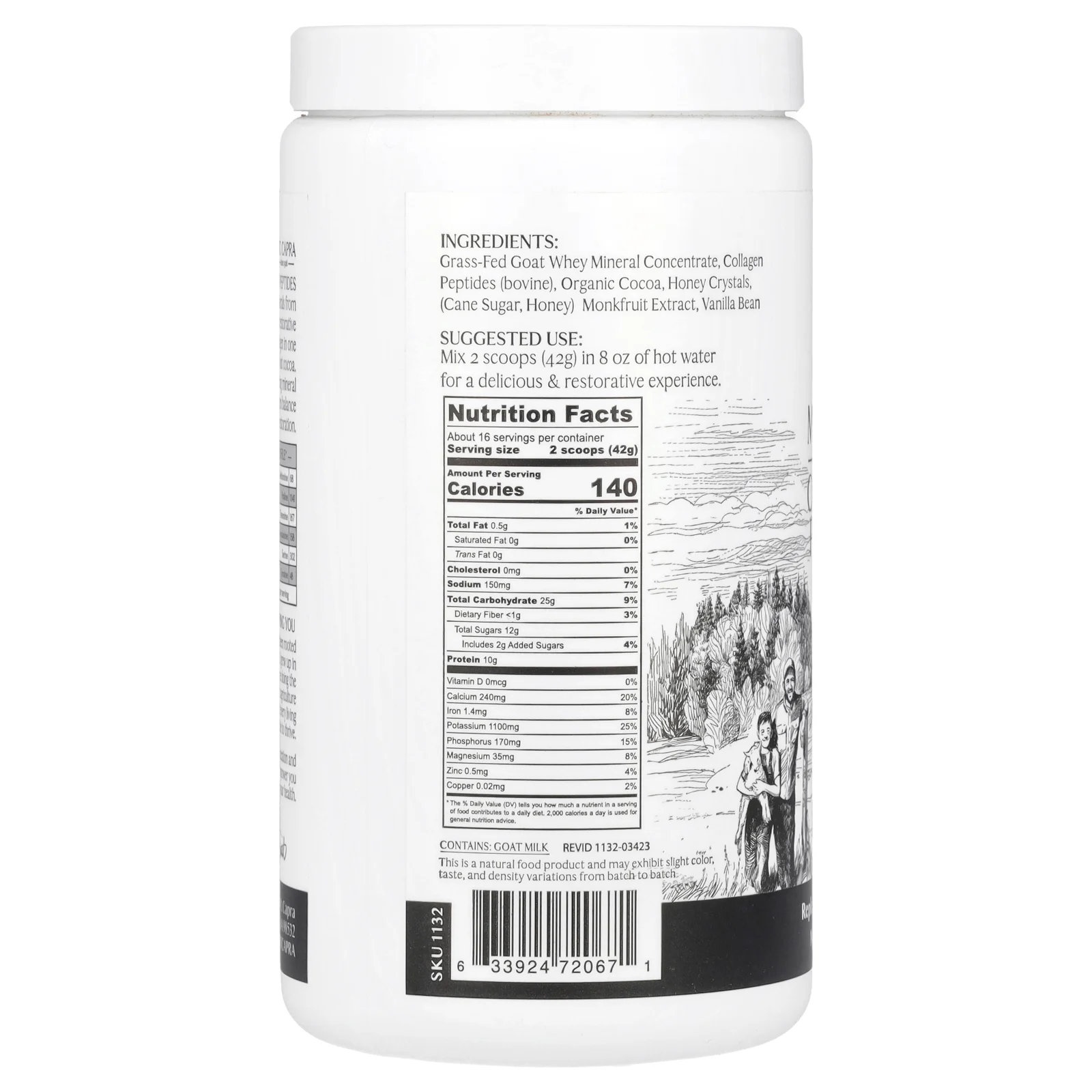 Mt. Capra, Clean Minerals с пептидами коллагена, горячее какао, 675 г (23,8 унции)