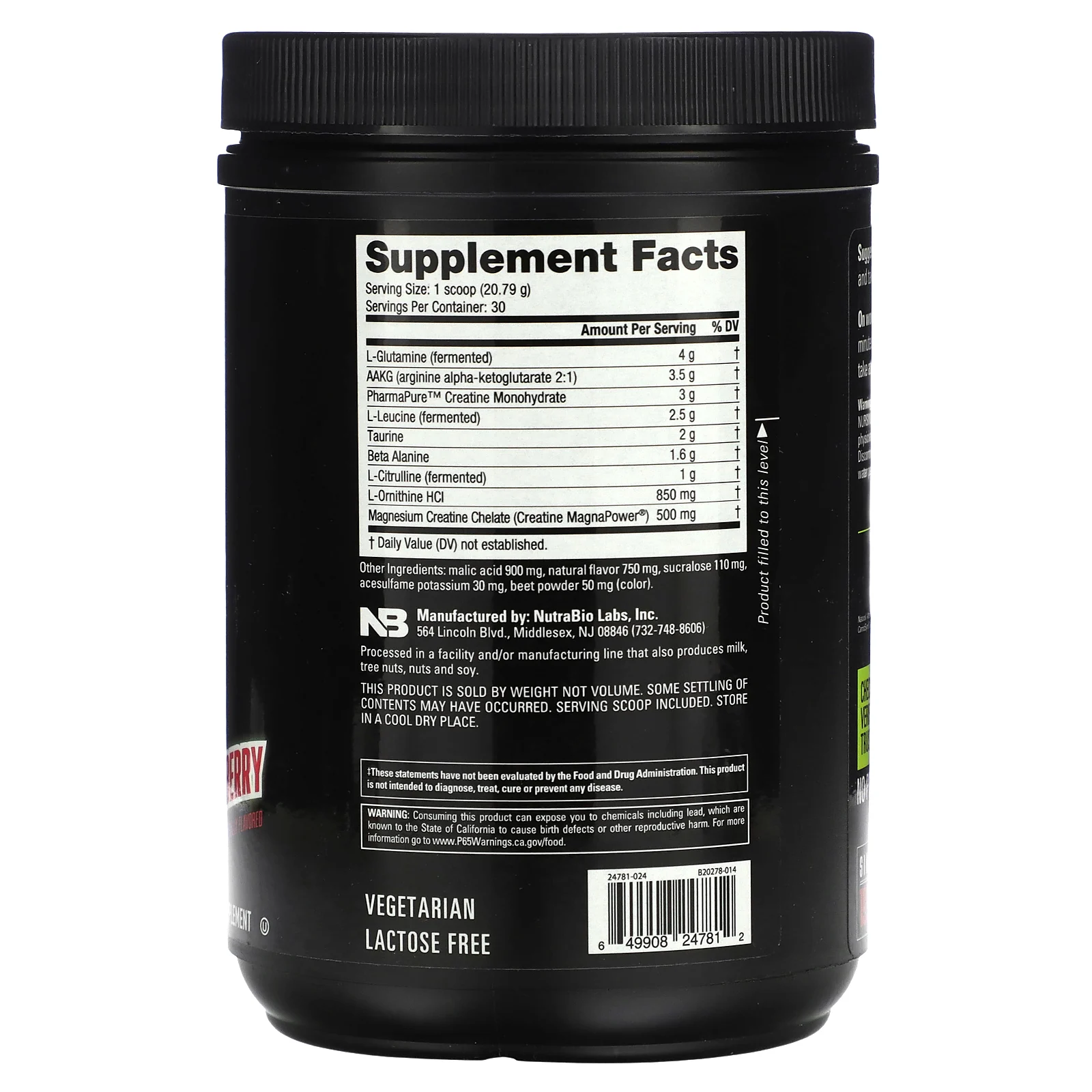 NutraBio, Extreme Nitric Stack, киви и клубника, 624 г (1,38 фунта)