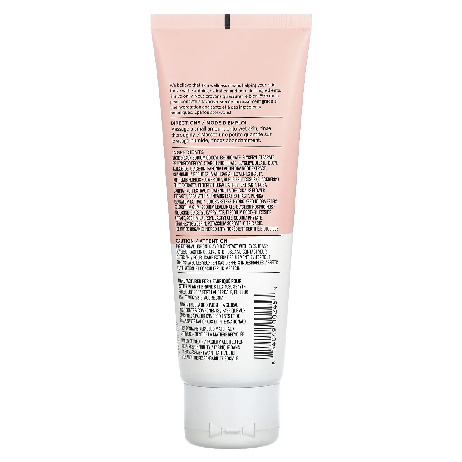 ACURE, Глубокое успокоение, очищающий крем, 118 мл (4 ж. унц.)