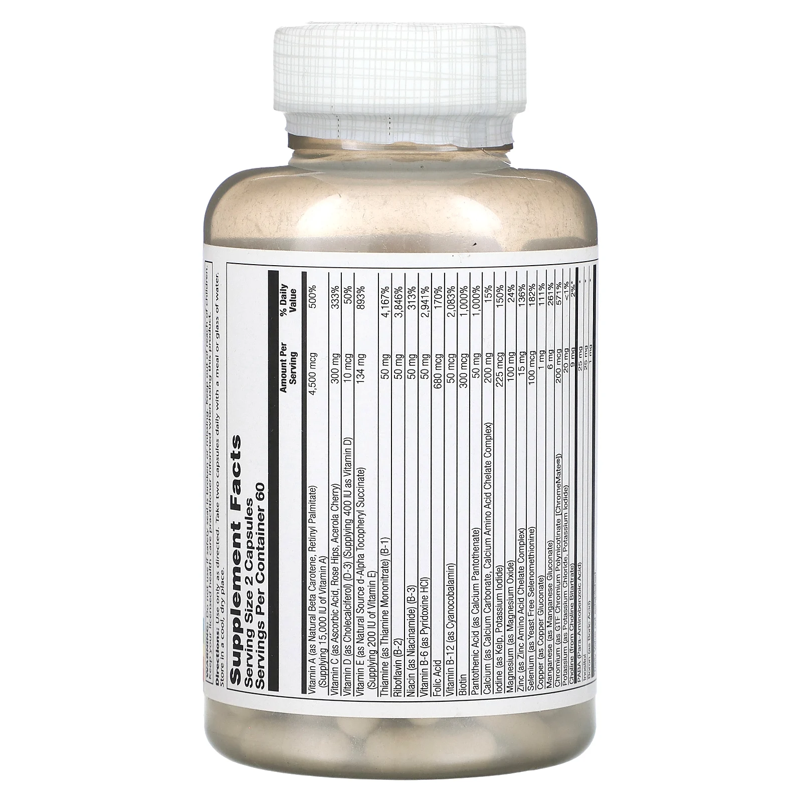 Solaray, Twice Daily, мультивитамины для получения энергии на один уровень энергии, без железа, 120 капсул