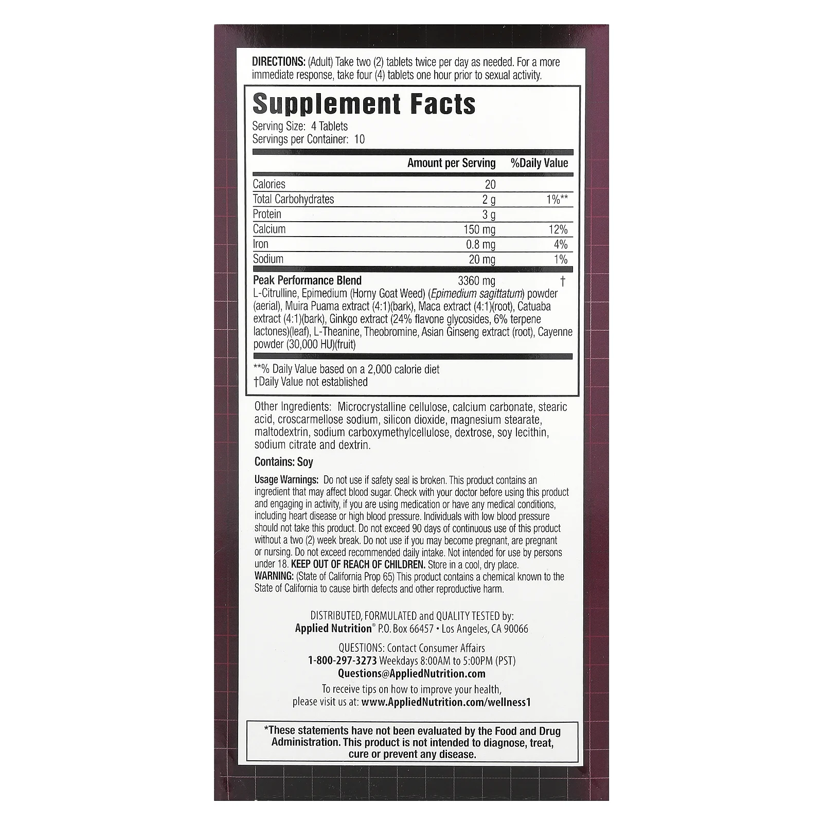 Applied Nutrition, Magnum Blood-Flow Sexual Peak Peformance, 40 таблеток