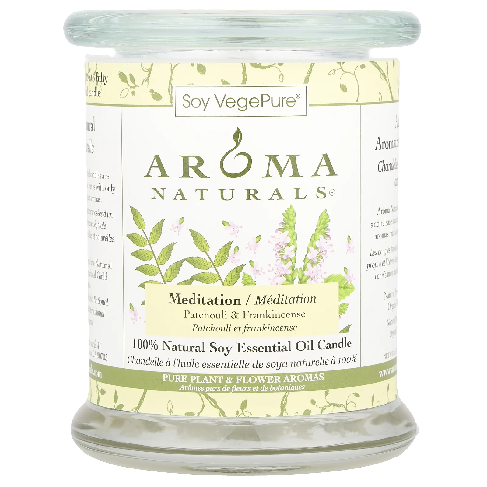 Aroma Naturals, Soy VegePure, полностью натуральная соевая свеча, для медитаций с эфирными маслами, пачули и ладан, 260 г (8,8 унции)