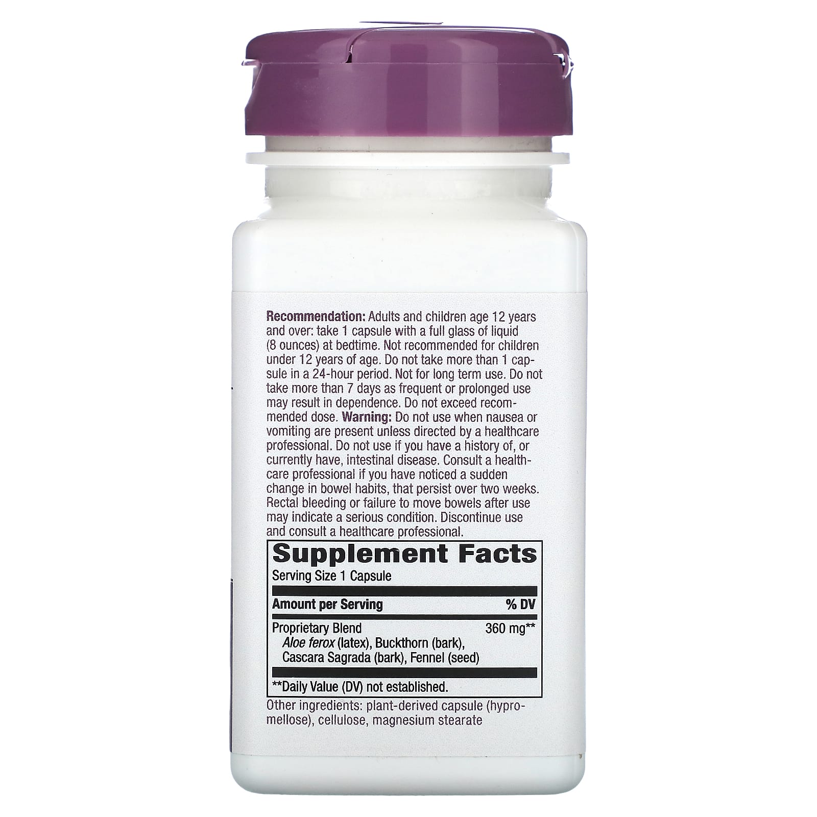 Nature's Way, AloeMaxLax с каскарой, 360 мг, 100 веганских капсул