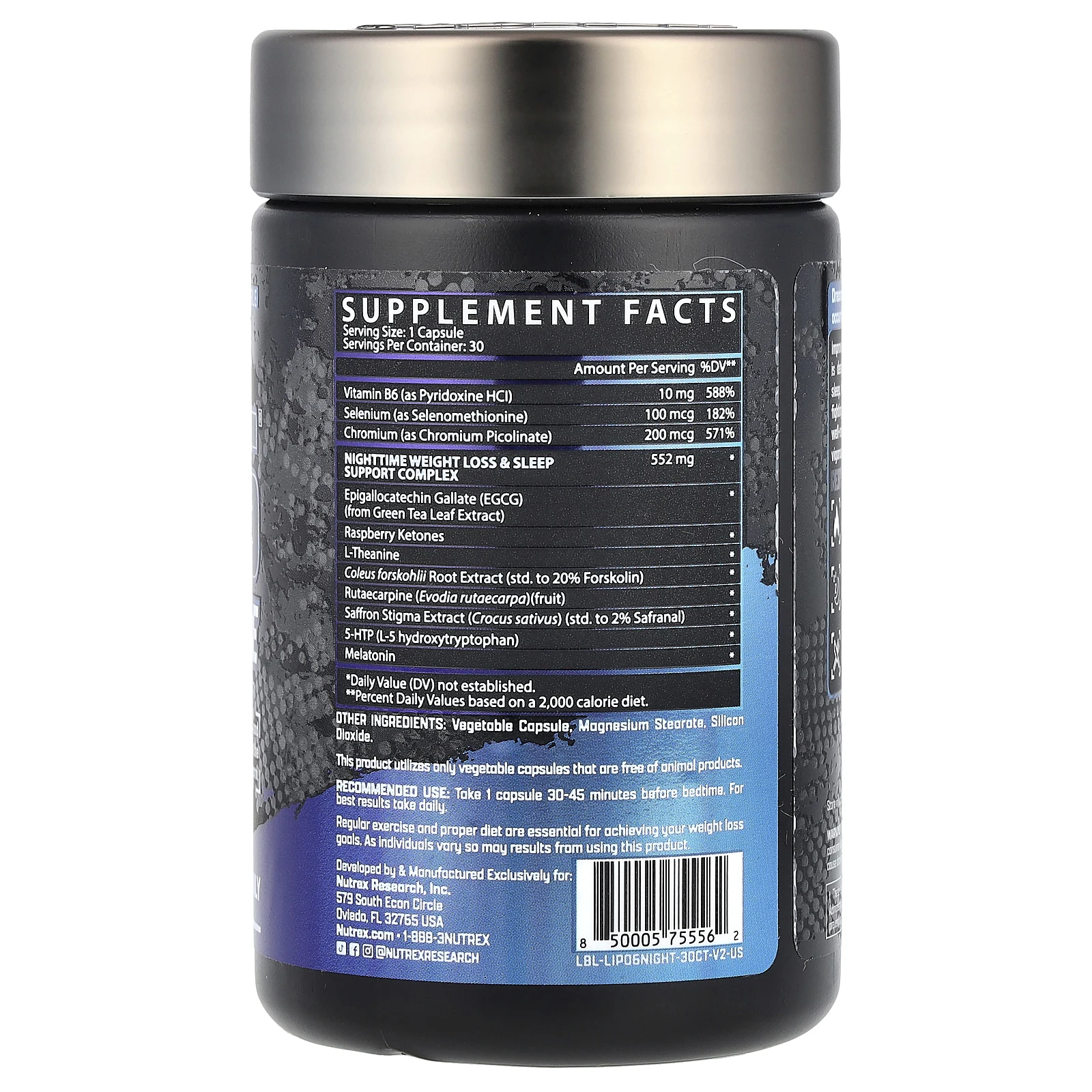 Nutrex Research, LIPO 6, Night, 30 капсул