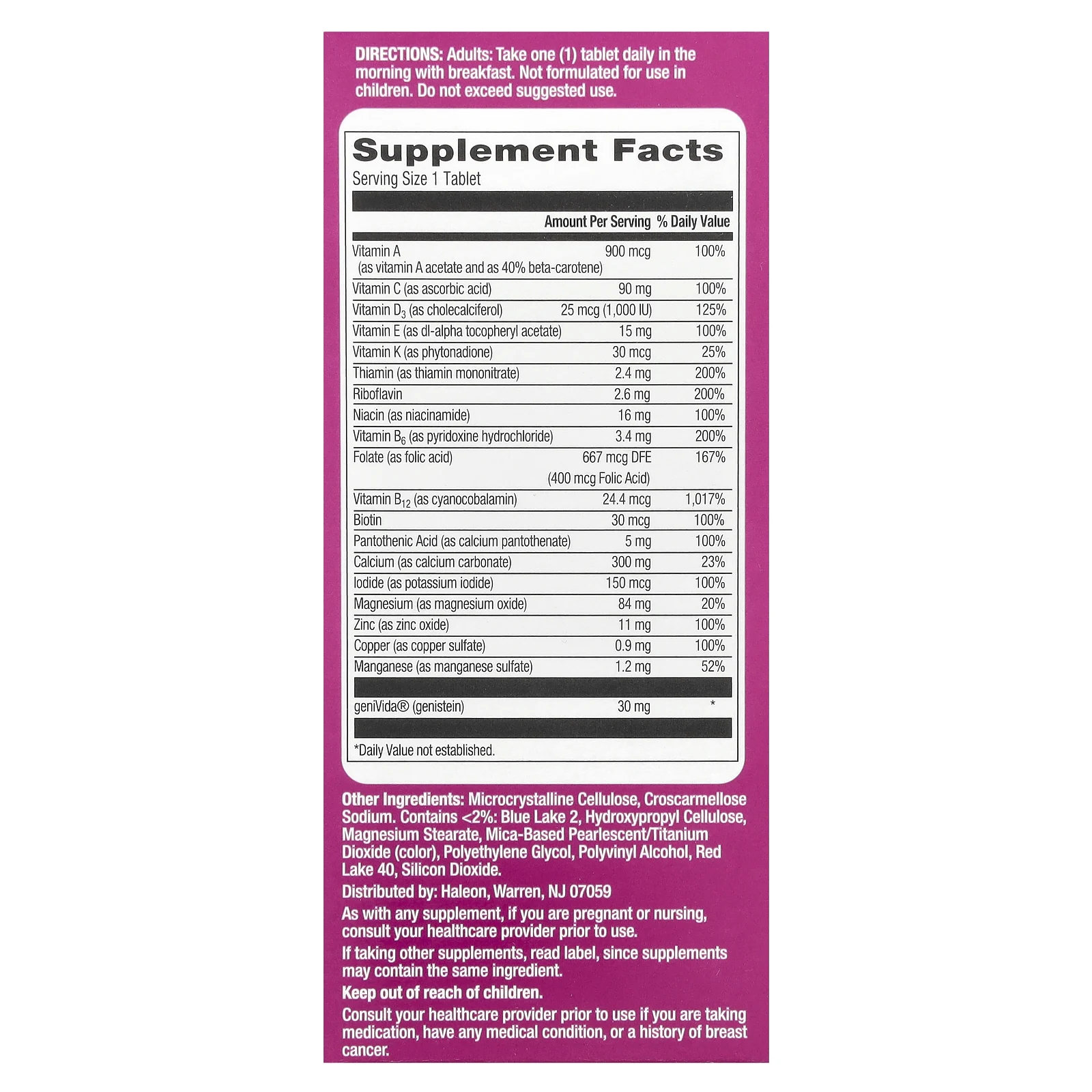 Centrum, Для поддержки менопаузы на всех этапах менопаузы, 30 таблеток